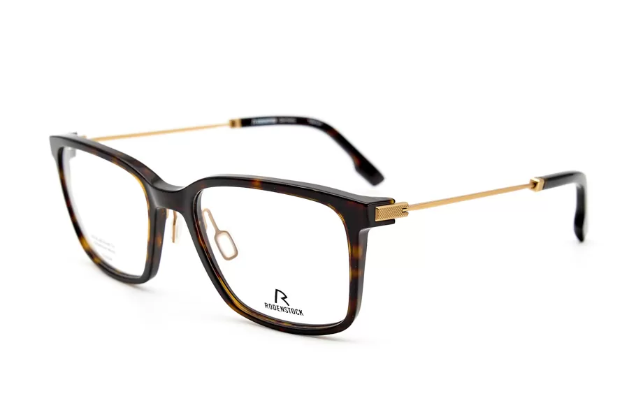 Женская оправа Rodenstock из коричневого пластика с золотым металлическим заушником