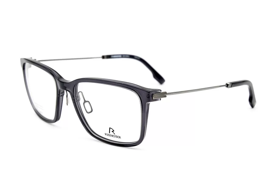Женская оправа Rodenstock из полупрозрачного пластика серого цвета с металлическими дужками