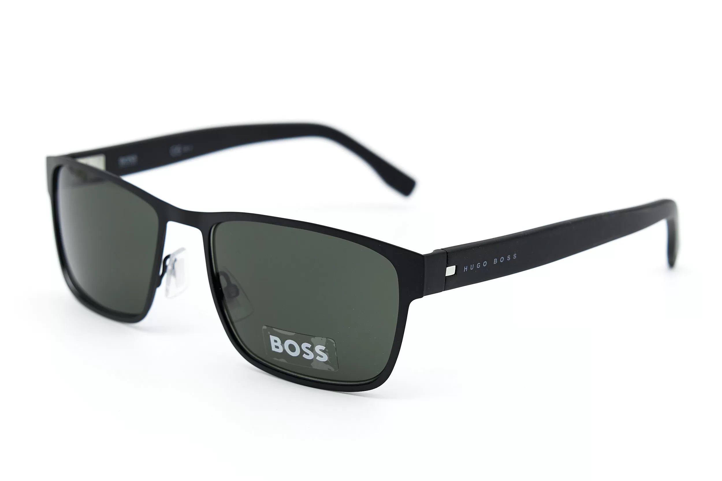 Мужские солнцезащитные очки HUGO BOSS из черного ацетата с серыми стеклами