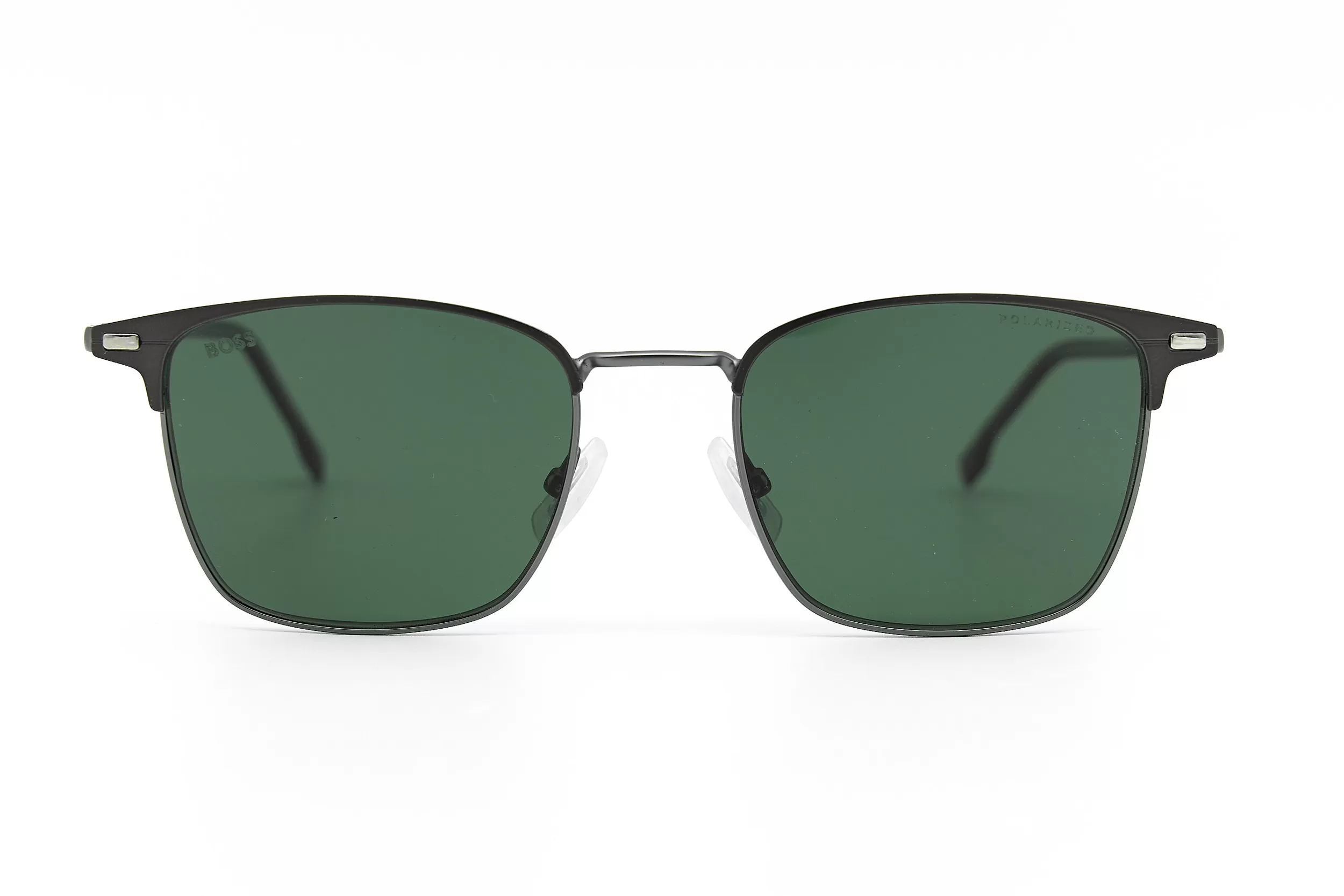 Мужские солнцезащитные очки HUGO BOSS из коричневого металла с серо-зелеными стеклами