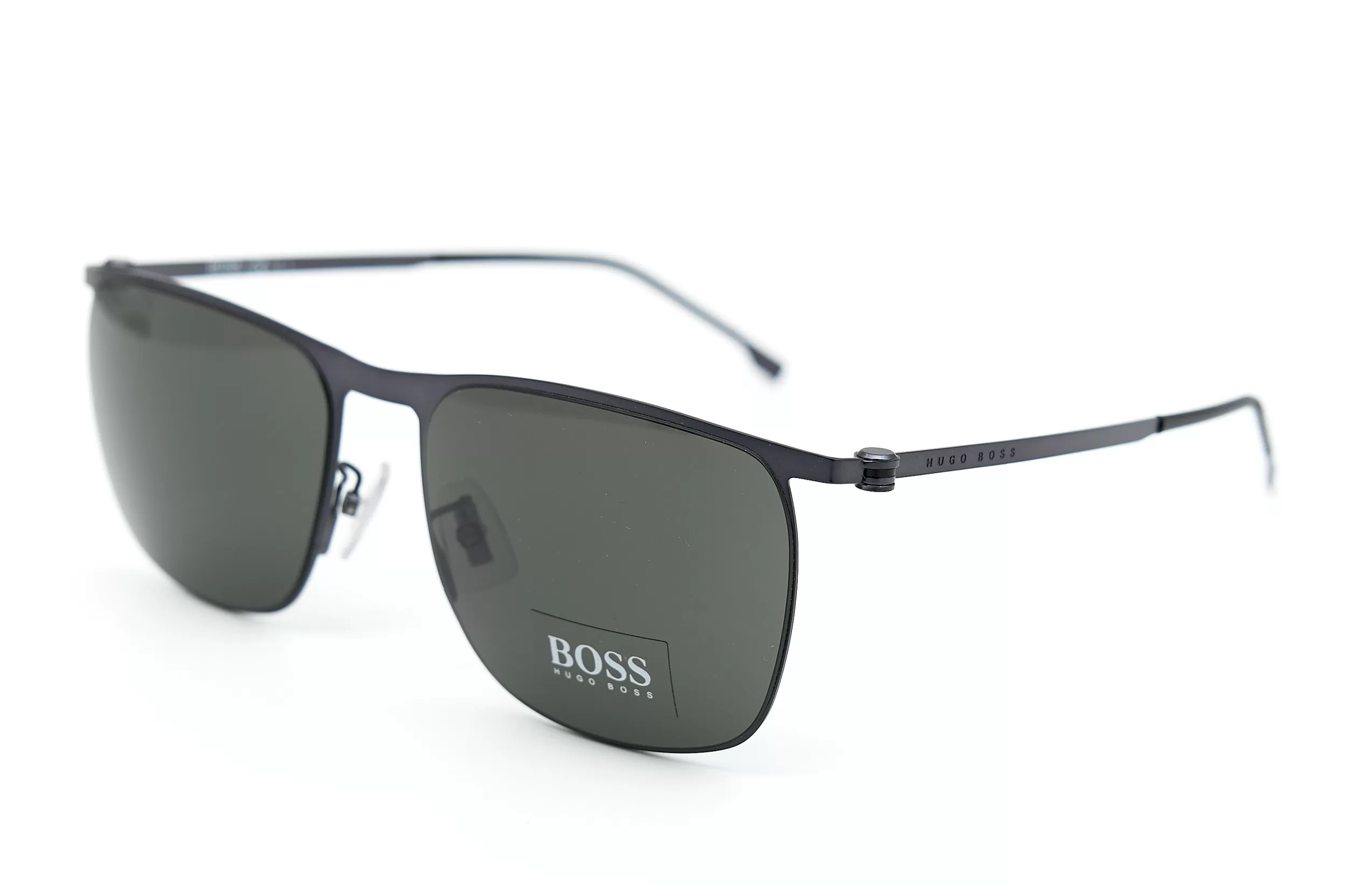 Мужские солнцезащитные очки HUGO BOSS из черного металла, полуободковые