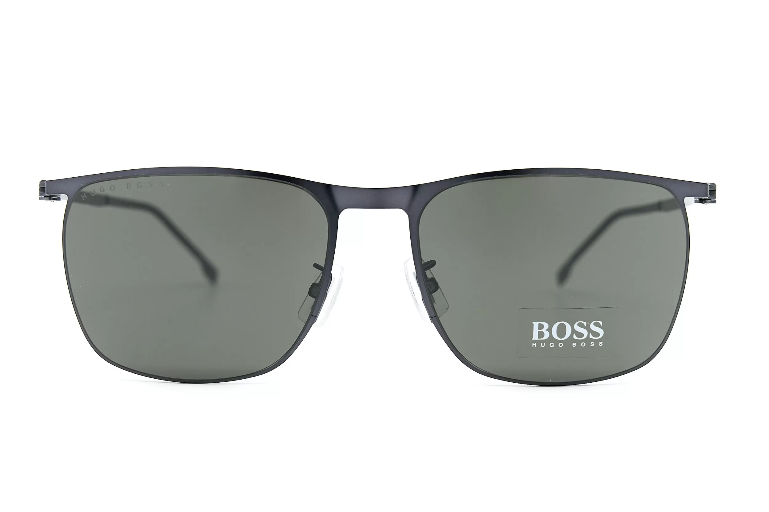 Мужские солнцезащитные очки HUGO BOSS из черного металла, полуободковые