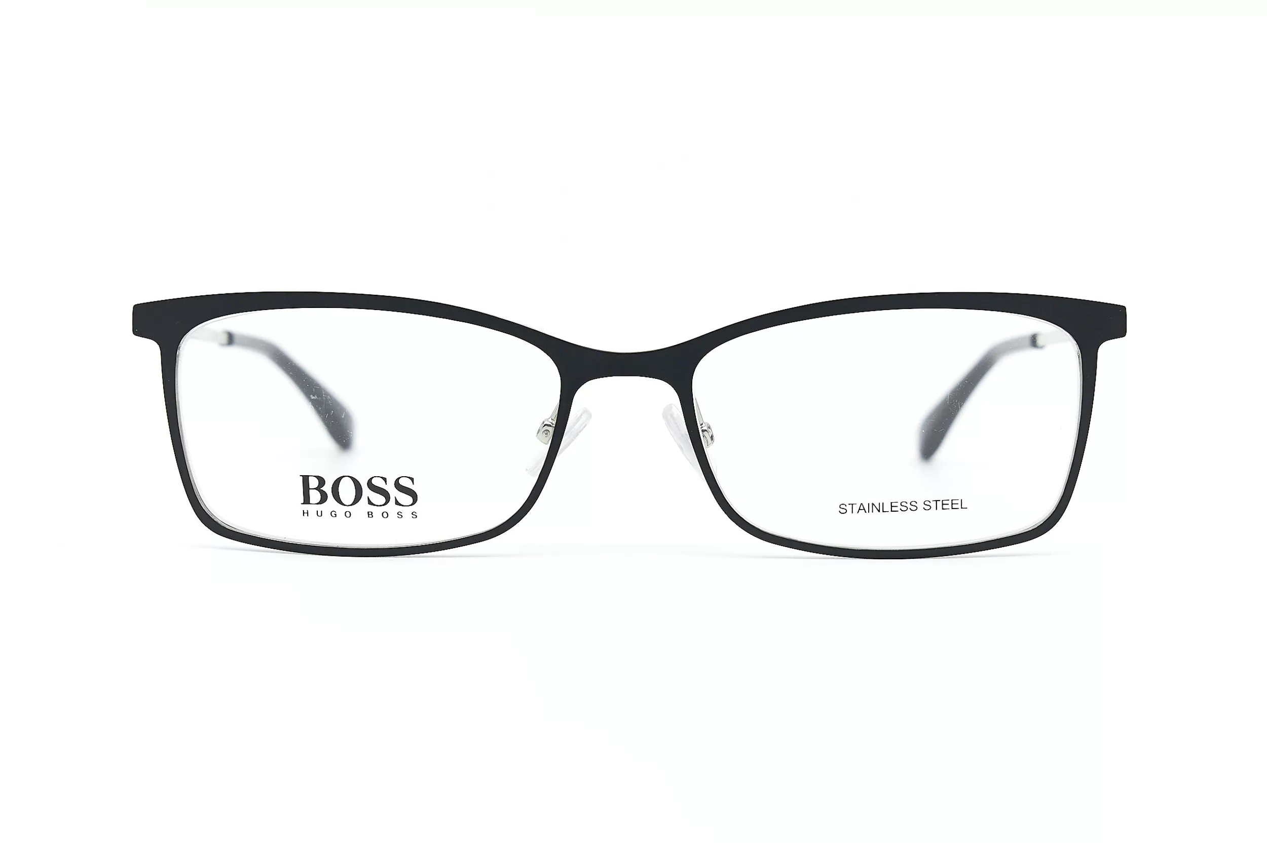 Мужская оправа HUGO BOSS из нержавеющей стали с деталями из окрашенного металла и серебристыми дужками
