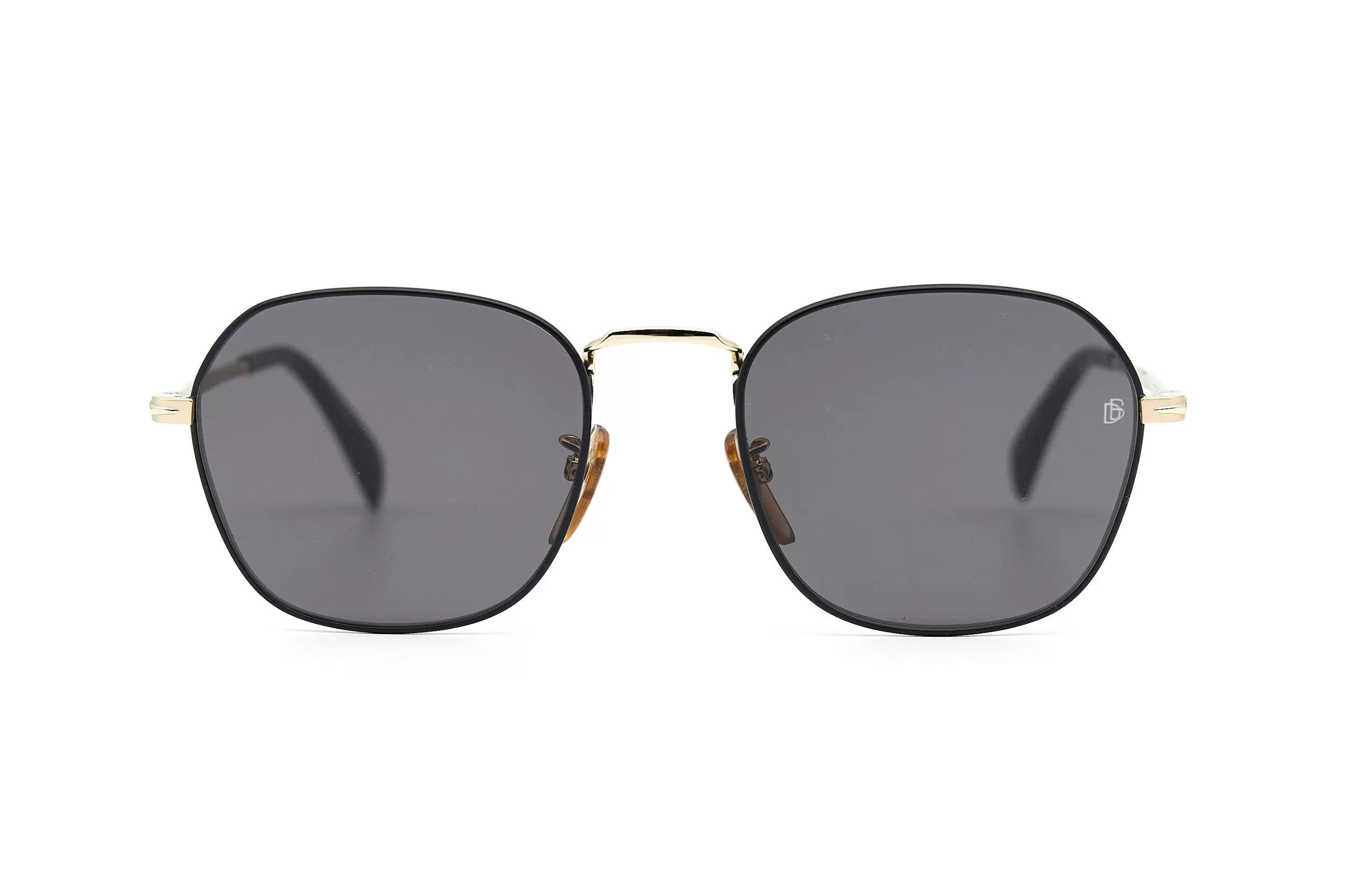 Мужские солнцезащитные очки DAVID BECKHAM из металла золотого цвета с серыми стеклами