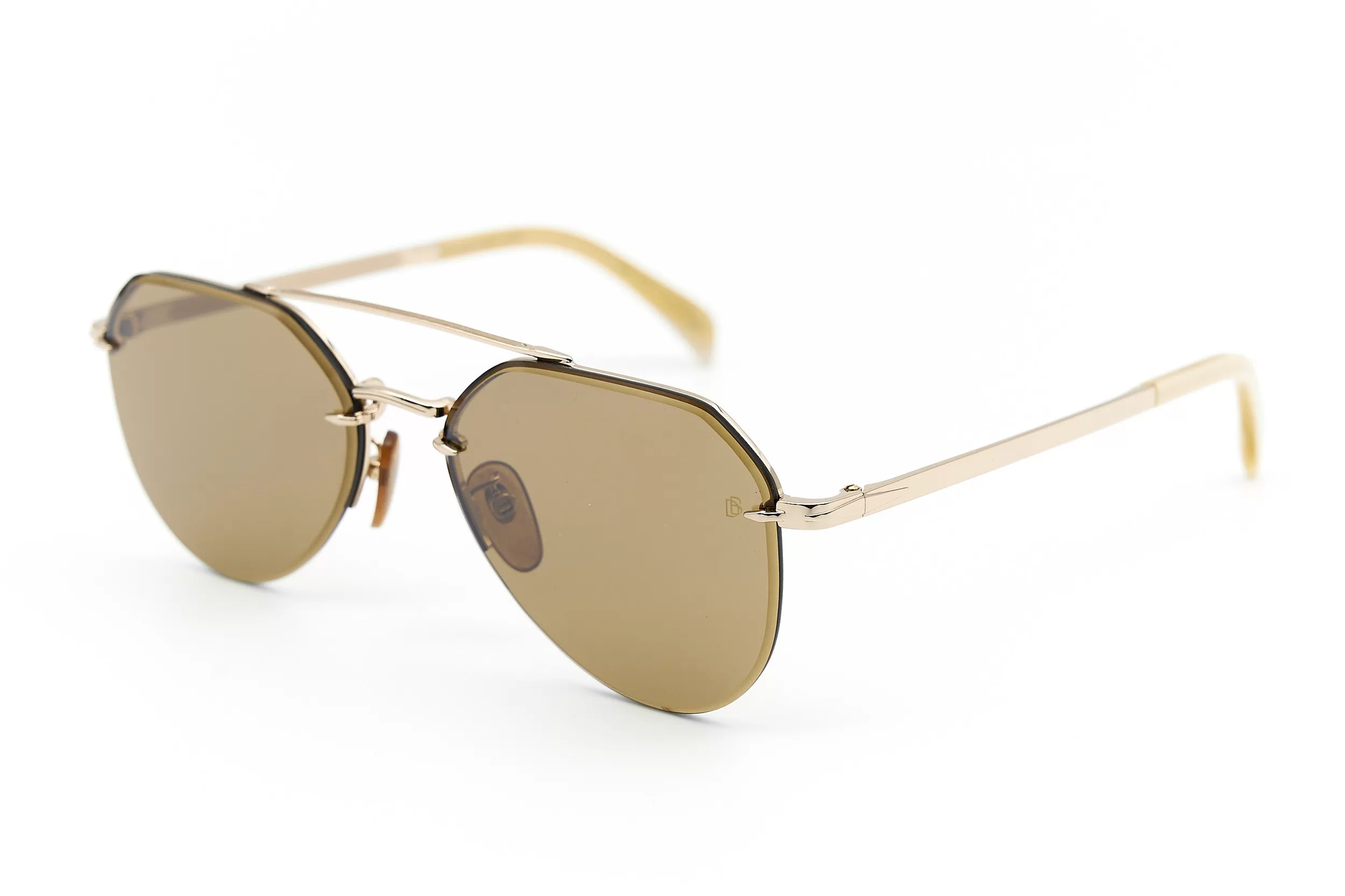 Мужские солнцезащитные очки DAVID BECKHAM полуободковые из металла золотого цвета с бронзовыми стеклами