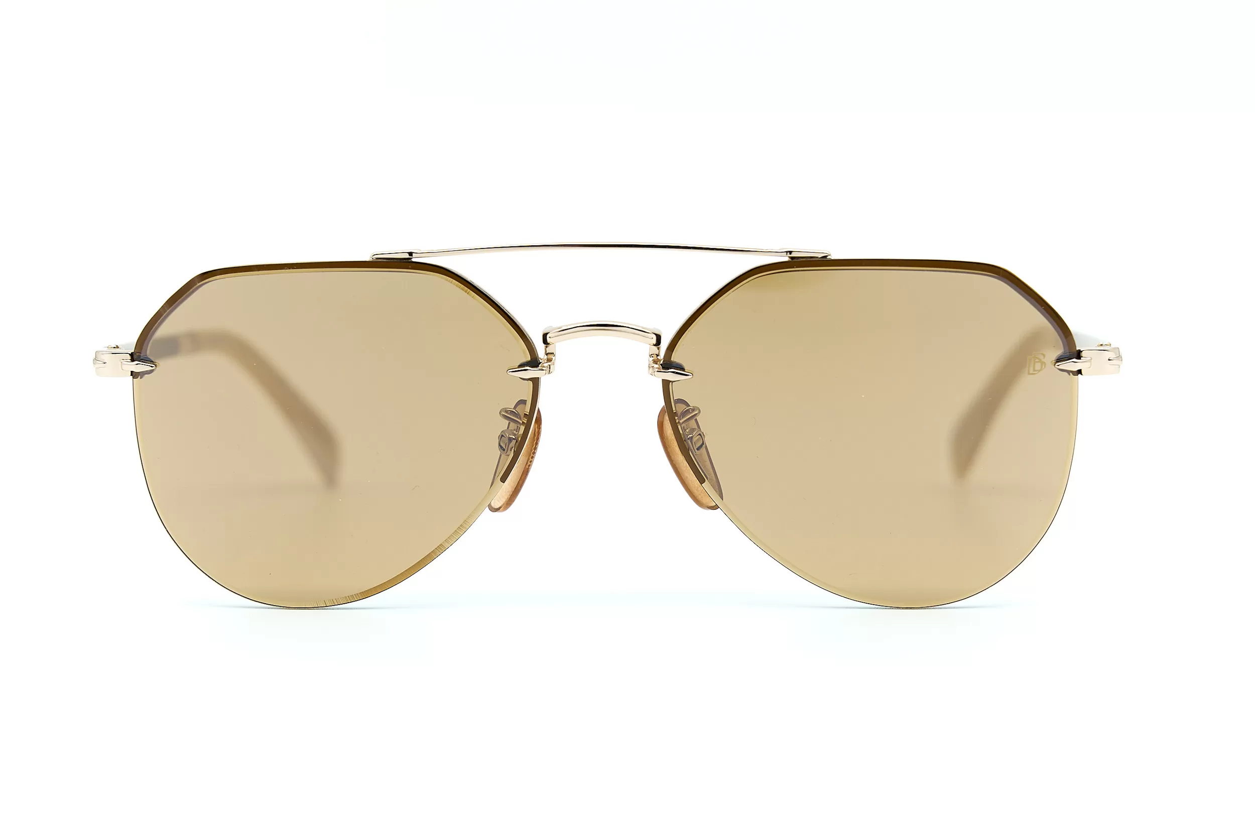 Мужские солнцезащитные очки DAVID BECKHAM полуободковые из металла золотого цвета с бронзовыми стеклами