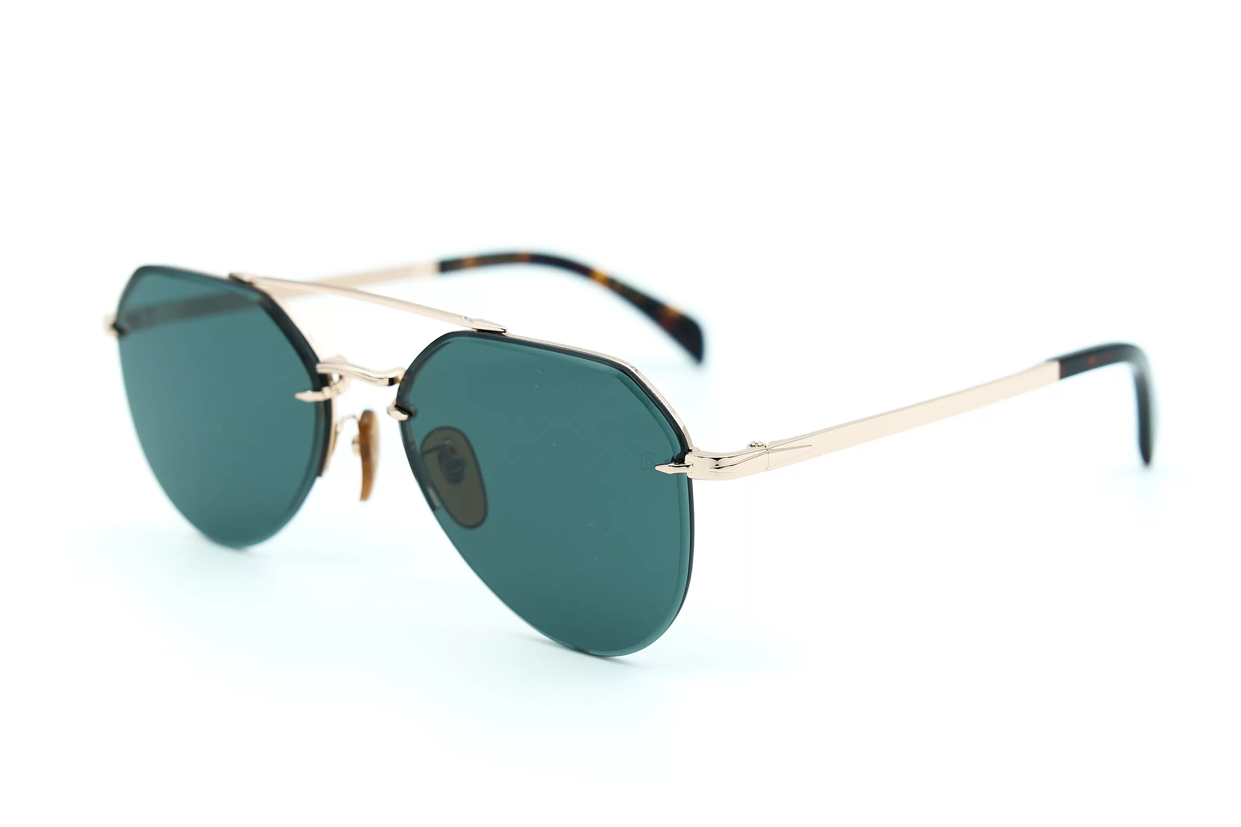 Мужские солнцезащитные очки DAVID BECKHAM полуободковые из металла золотого цвета с зелеными стеклами