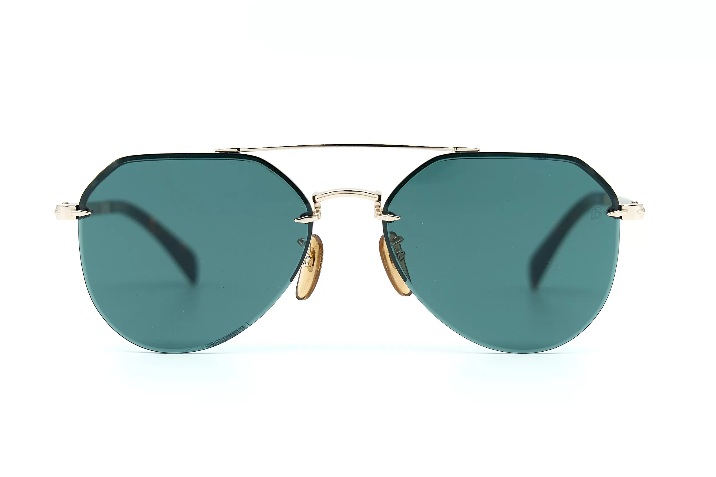 Мужские солнцезащитные очки DAVID BECKHAM полуободковые из металла золотого цвета с зелеными стеклами