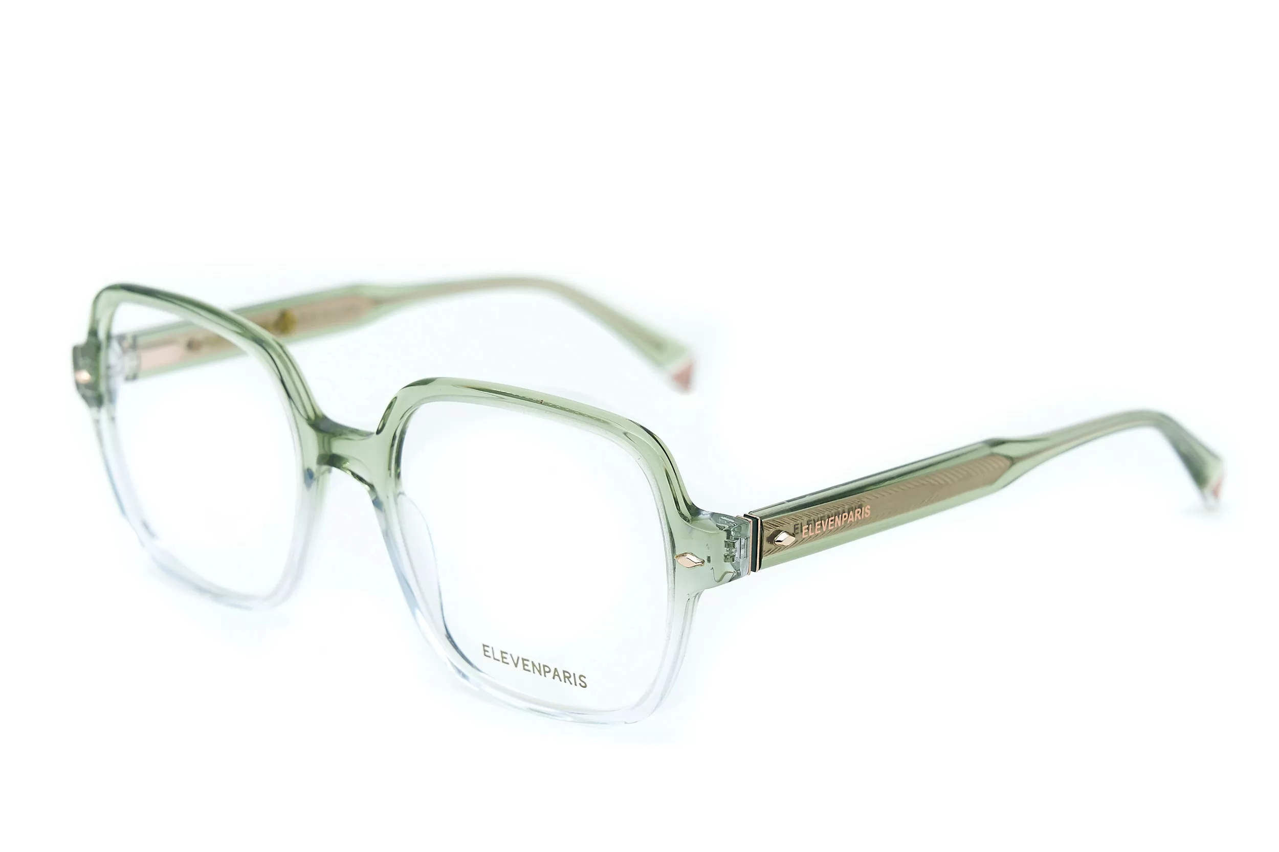 Женская оправа ElevenParis из прозрачного комбинированного ацетата светло-зеленого и голубого цвета
