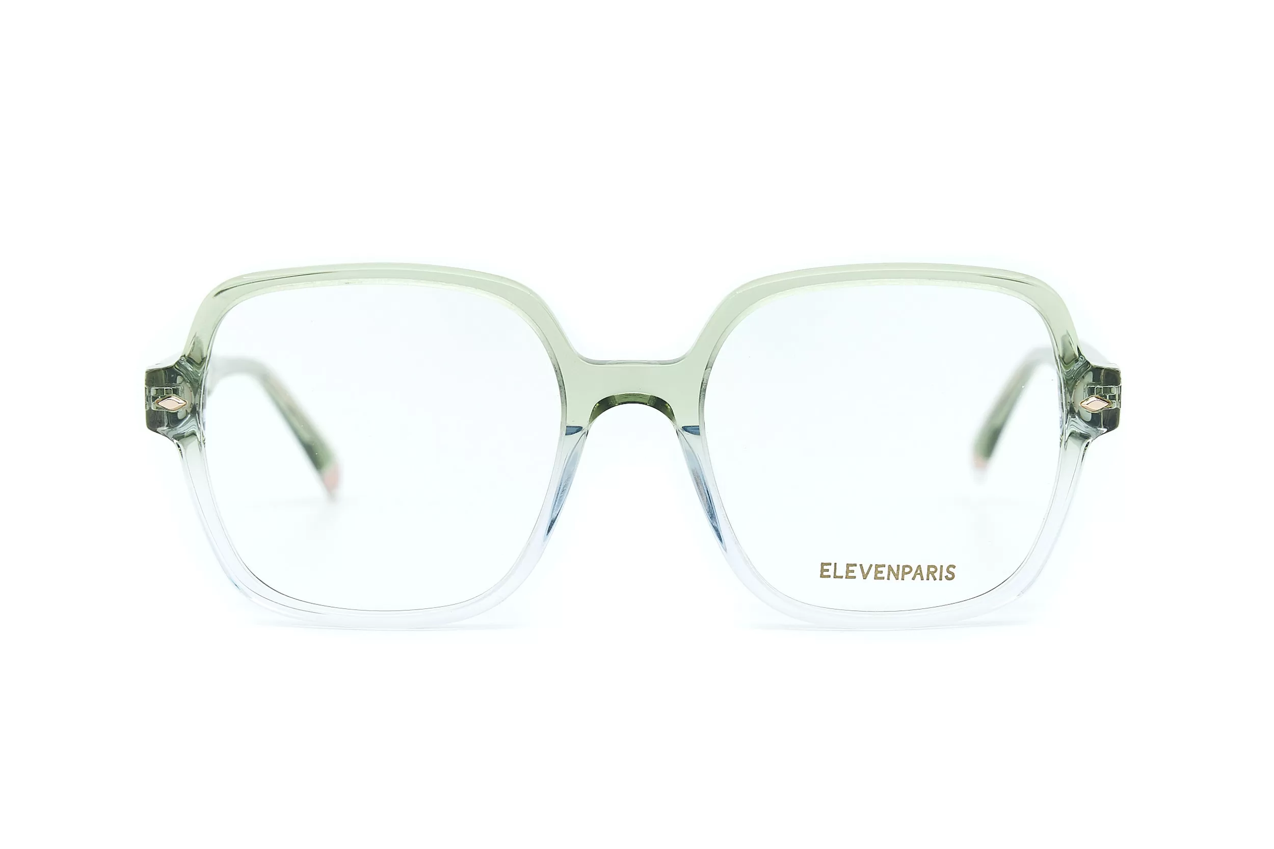 Женская оправа ElevenParis из прозрачного комбинированного ацетата светло-зеленого и голубого цвета