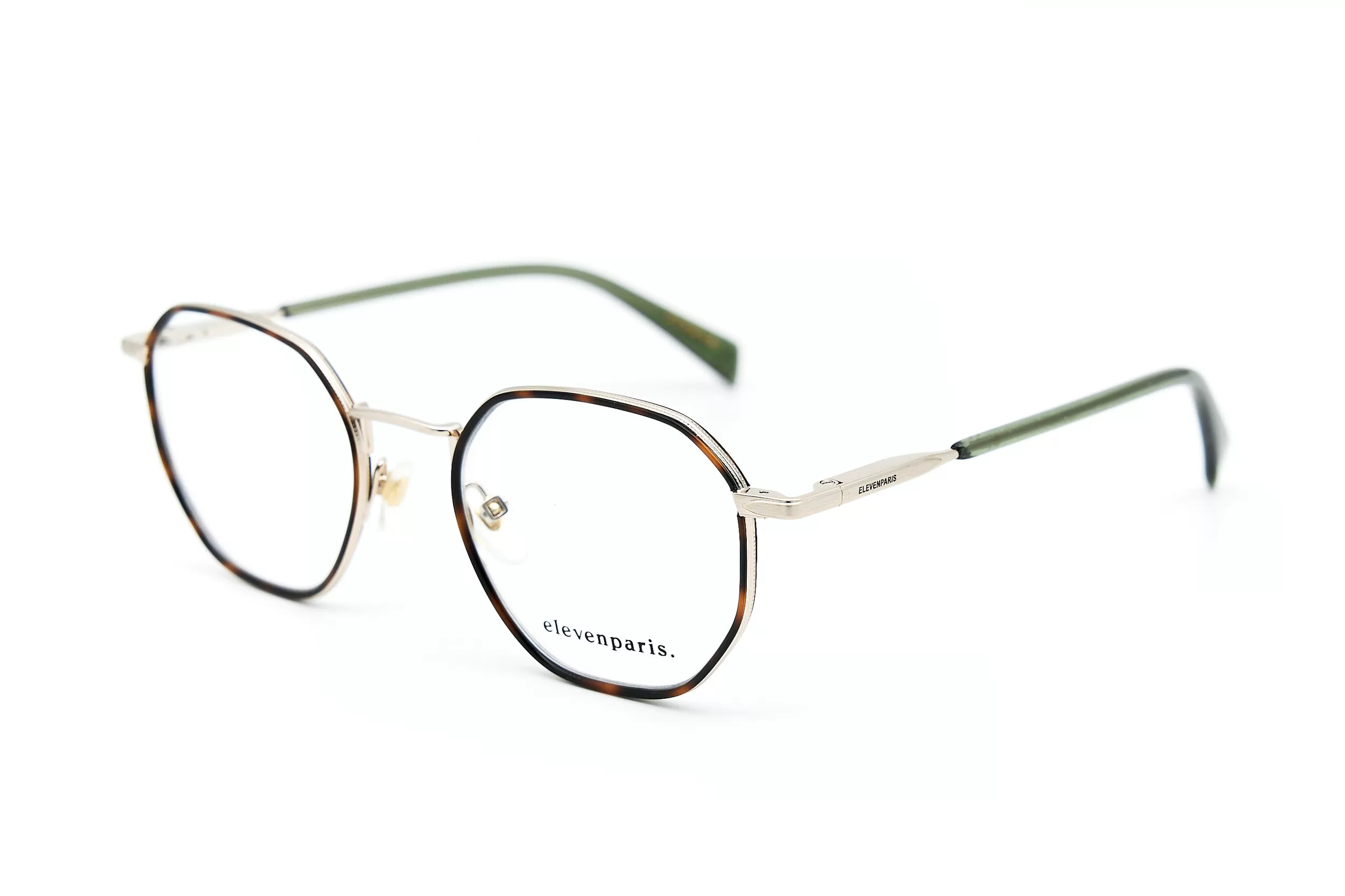 Женская оправа ElevenParis EPMA008D59 из металла с леопардовым принтом и зелеными заушникамми
