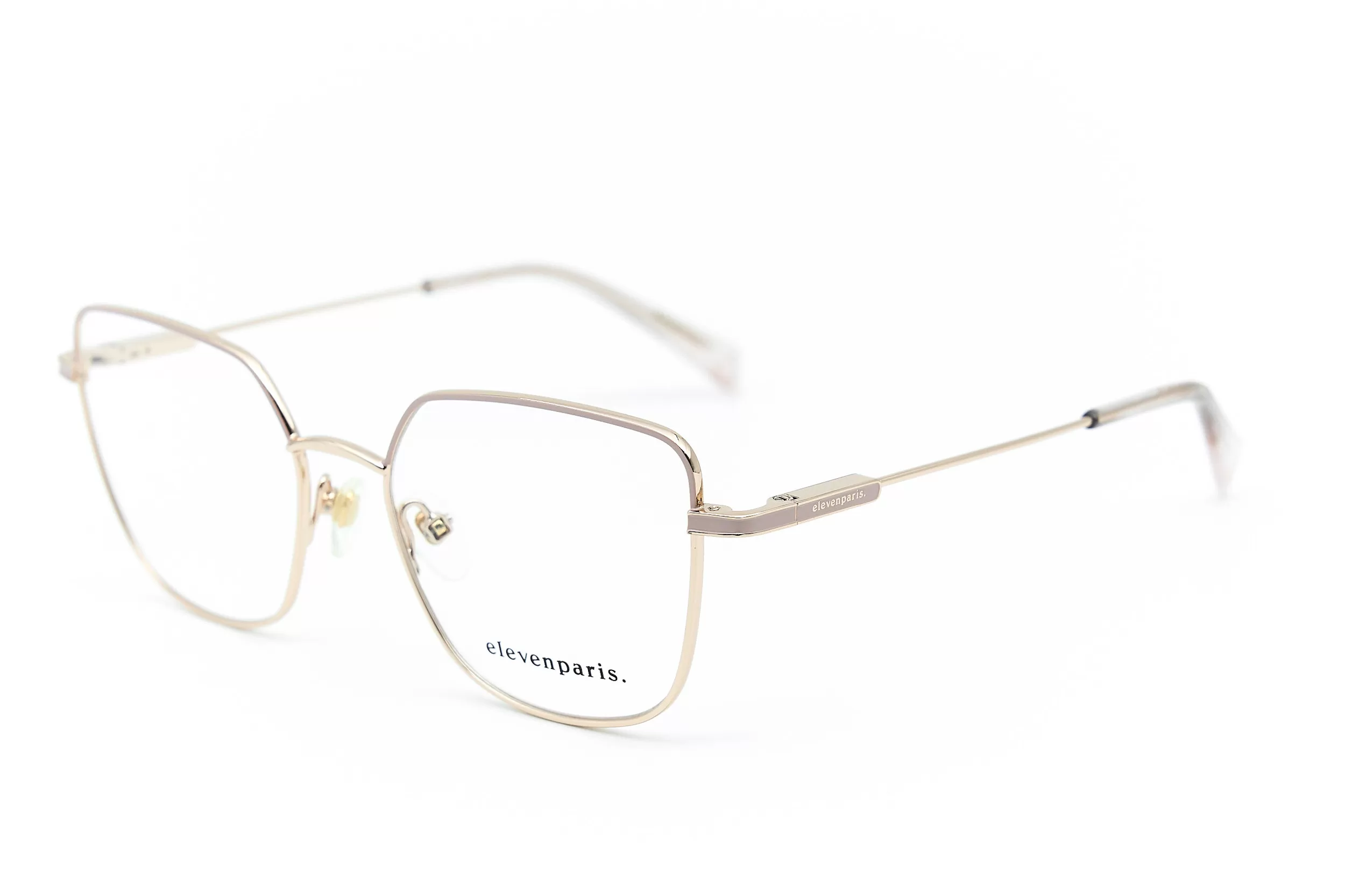 Женская оправа ElevenParis из золотого металла с элементами розовой розовой эмали и логотипом на дужке