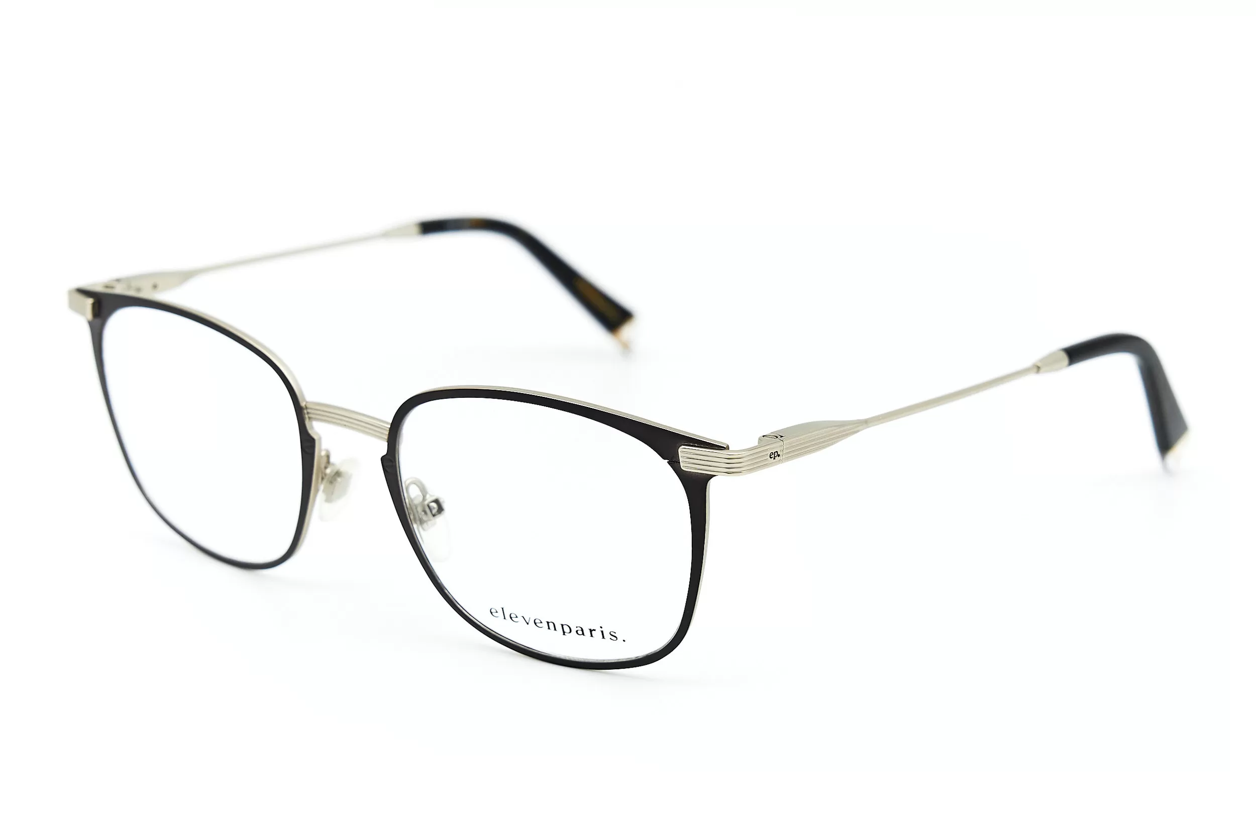 Мужская оправа ElevenParis EPMM23 C07 из черного металла с серебристыми заушниками