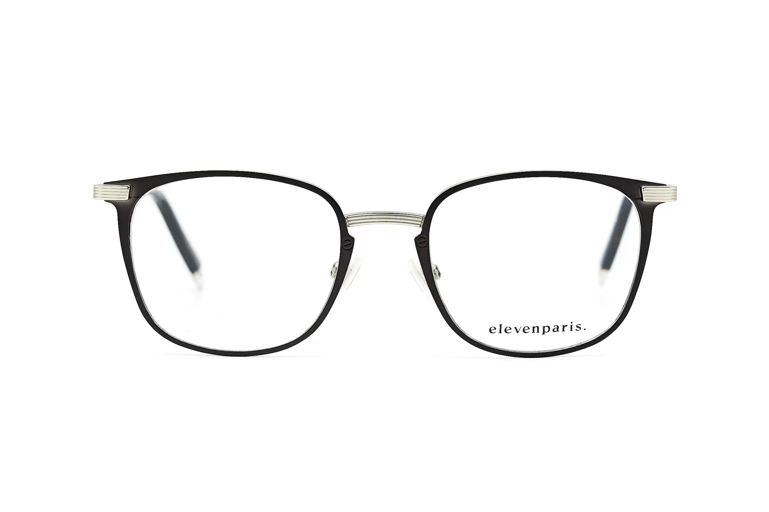 Мужская оправа ElevenParis EPMM23 C07 из черного металла с серебристыми деталями на заушниках