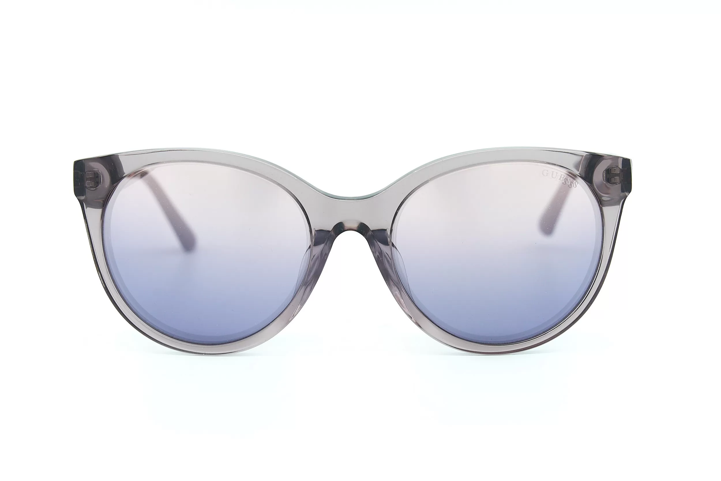 Женские солнцезащитные очки GUESS из серого полупрозрачного ацетата с светло-фиолетовыми стеклами