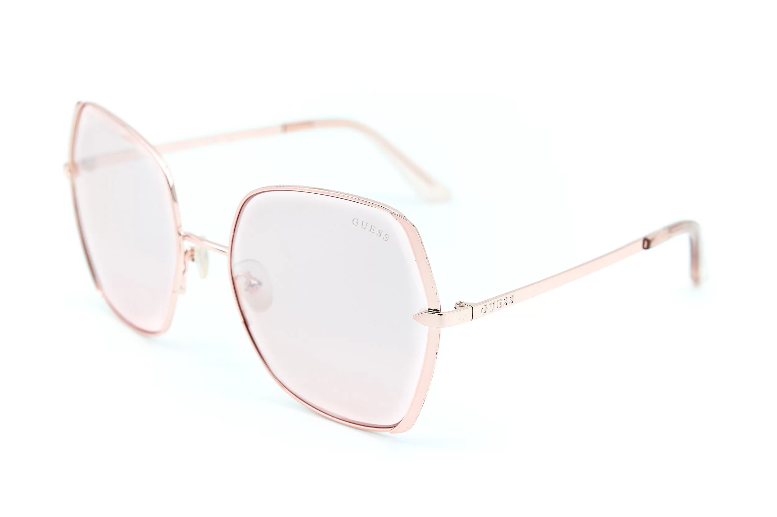 Женские солнцезащитные очки GUESS GU7721 из золотого металла с розовыми стеклами
