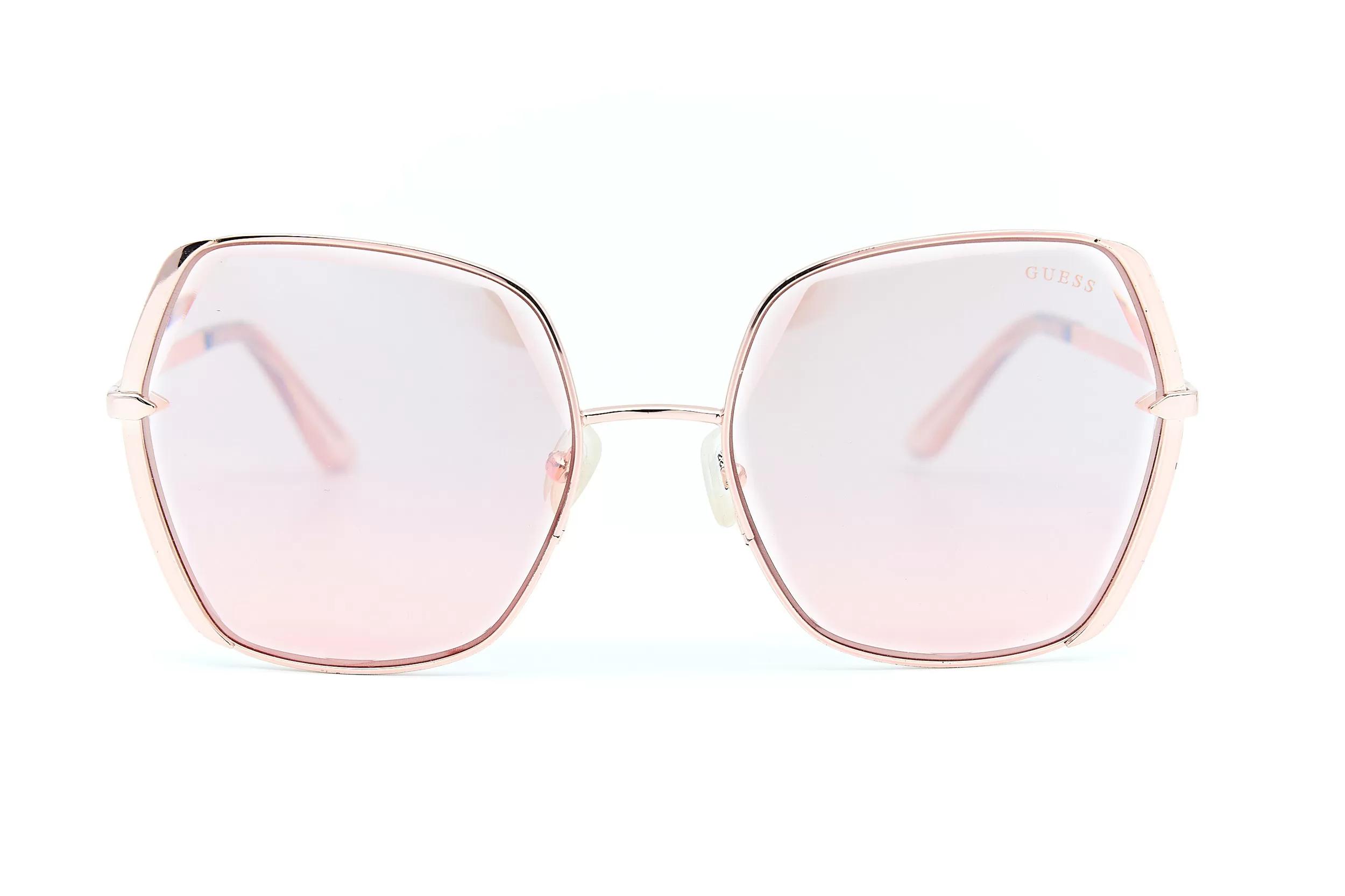 Женские солнцезащитные очки GUESS GU7721 из золотого металла с розовыми стеклами