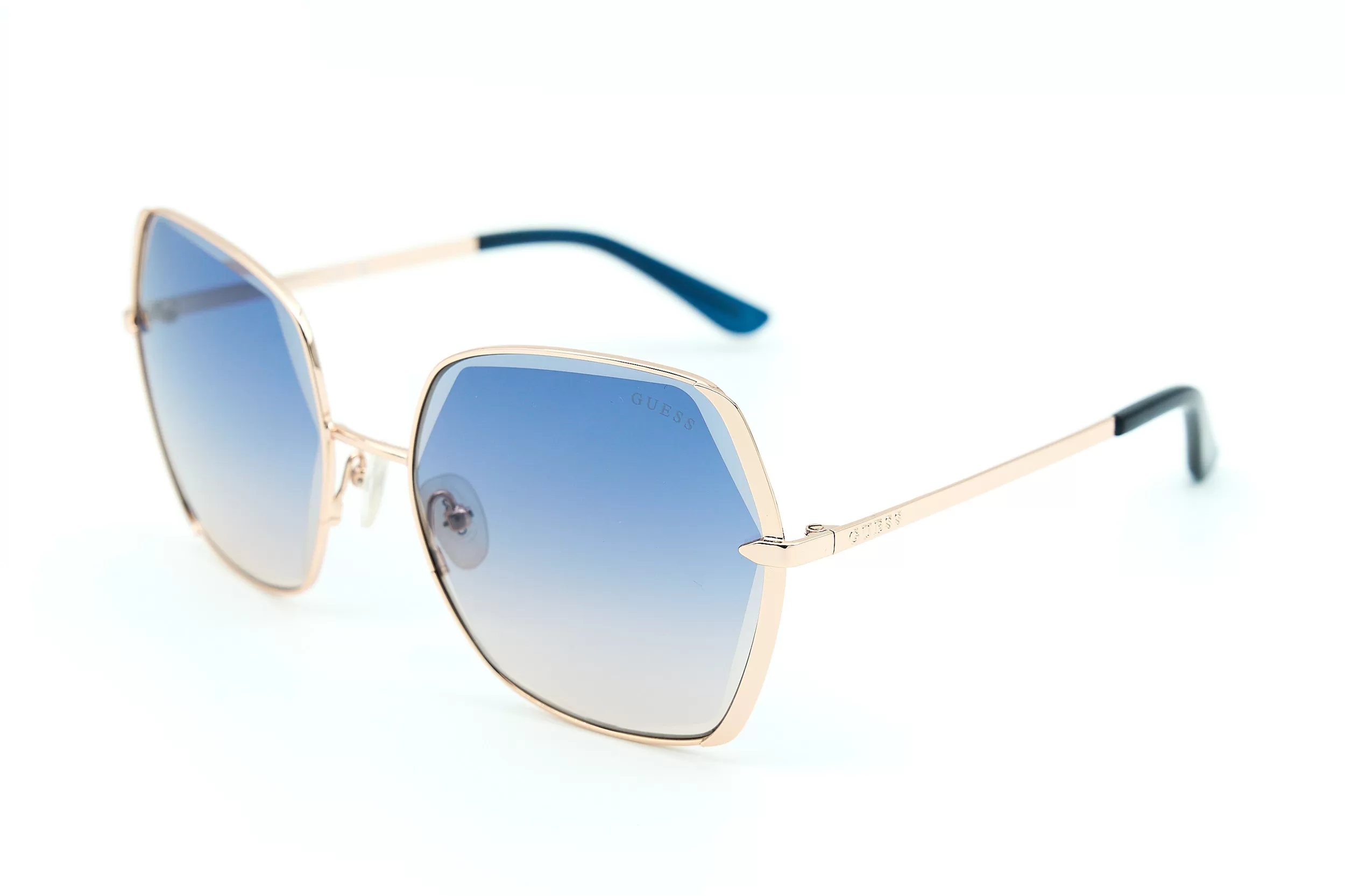 Женские солнцезащитные очки GUESS GU7721 из золотого металла с голубыми стеклами