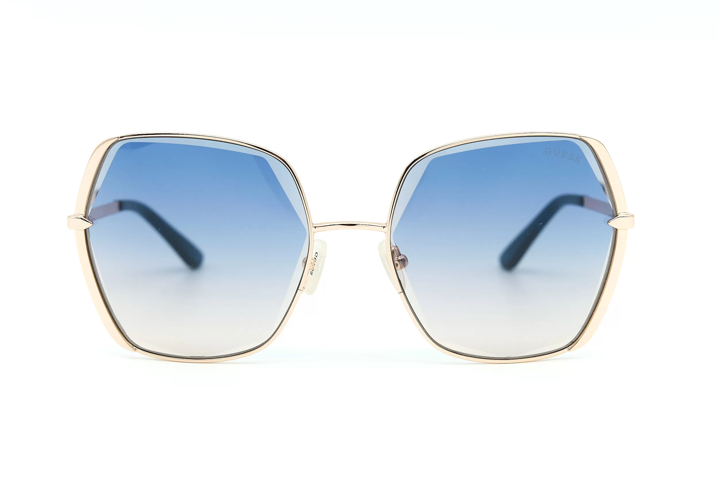 Женские солнцезащитные очки GUESS GU7721 из золотого металла с голубыми стеклами