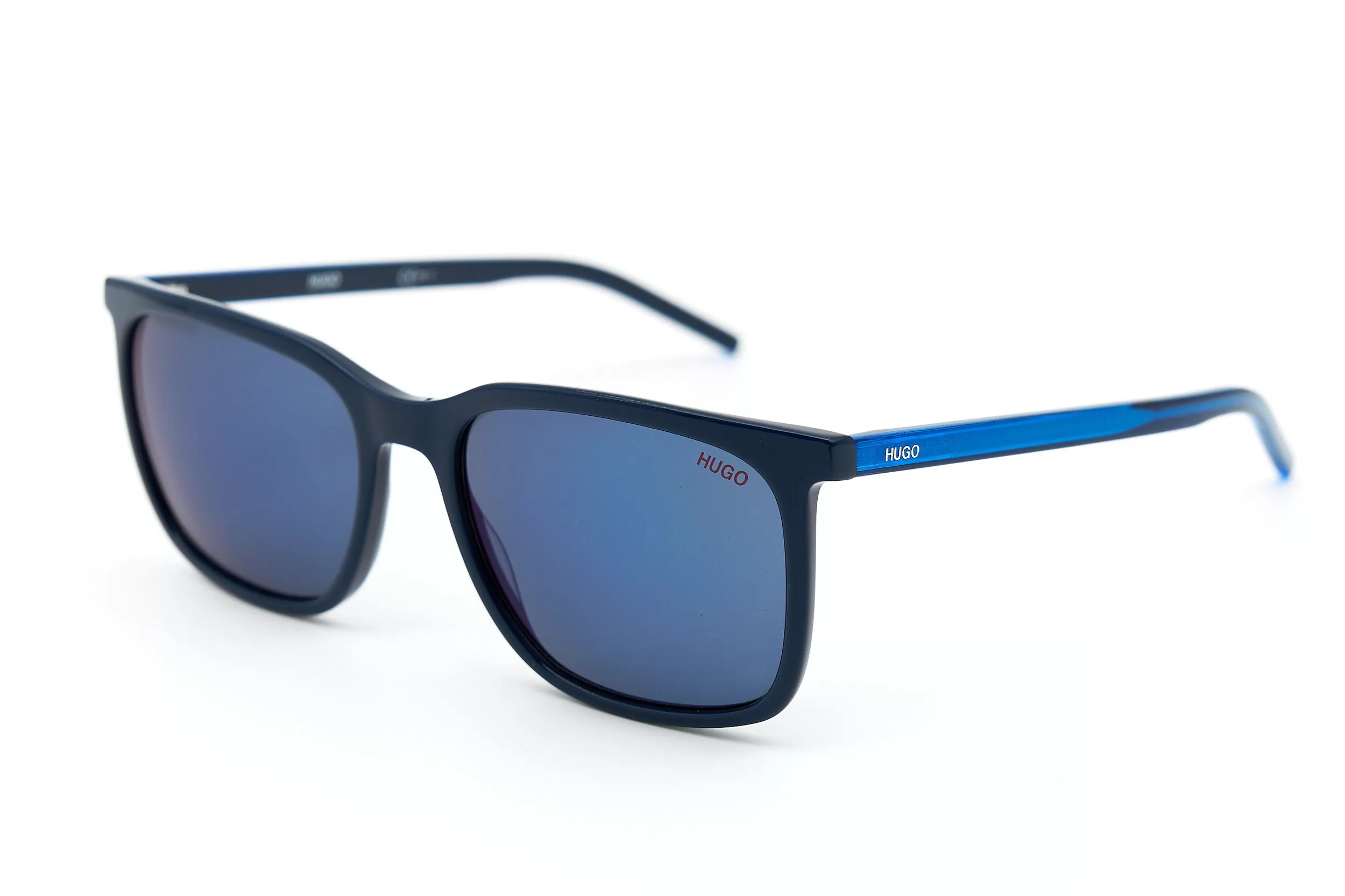 Мужские солнцезащитные очки HUGO из ацетата синего цвета с темно-синими стеклами
