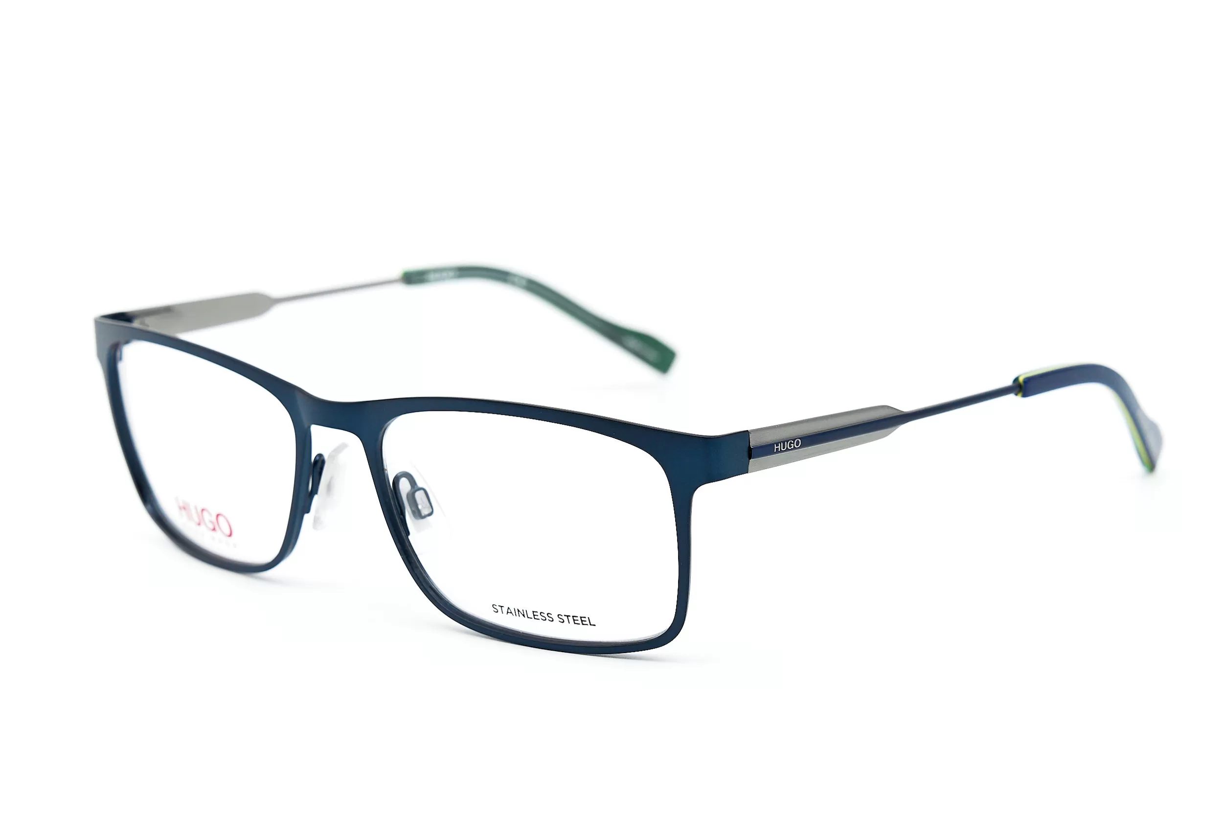 Мужская оправа HUGO из синей нержавеющей стали с логотипом на дужке