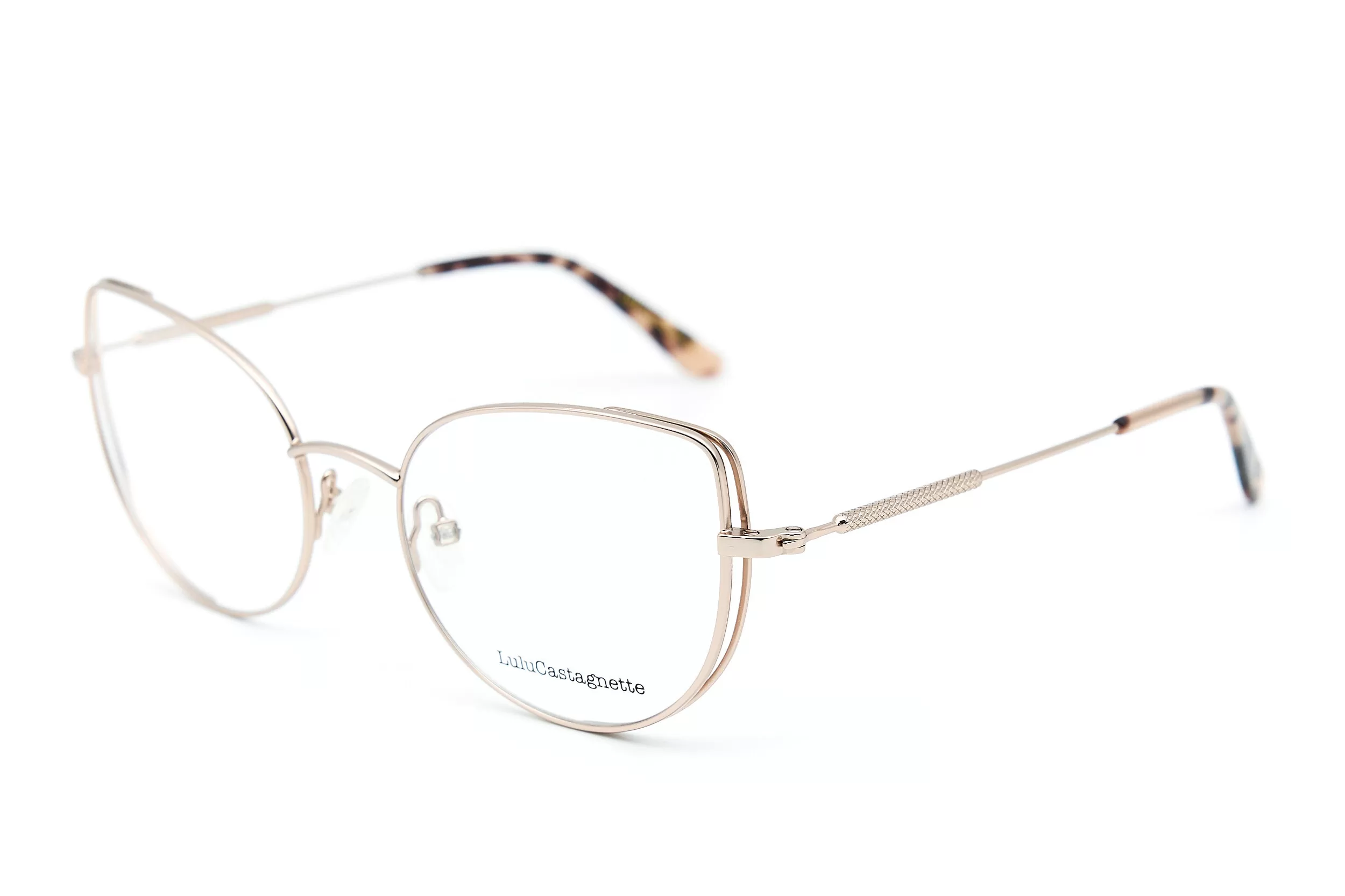 Женская оправа LuLuCastagnette из золотого металла с декоративными коричневыми заушниками