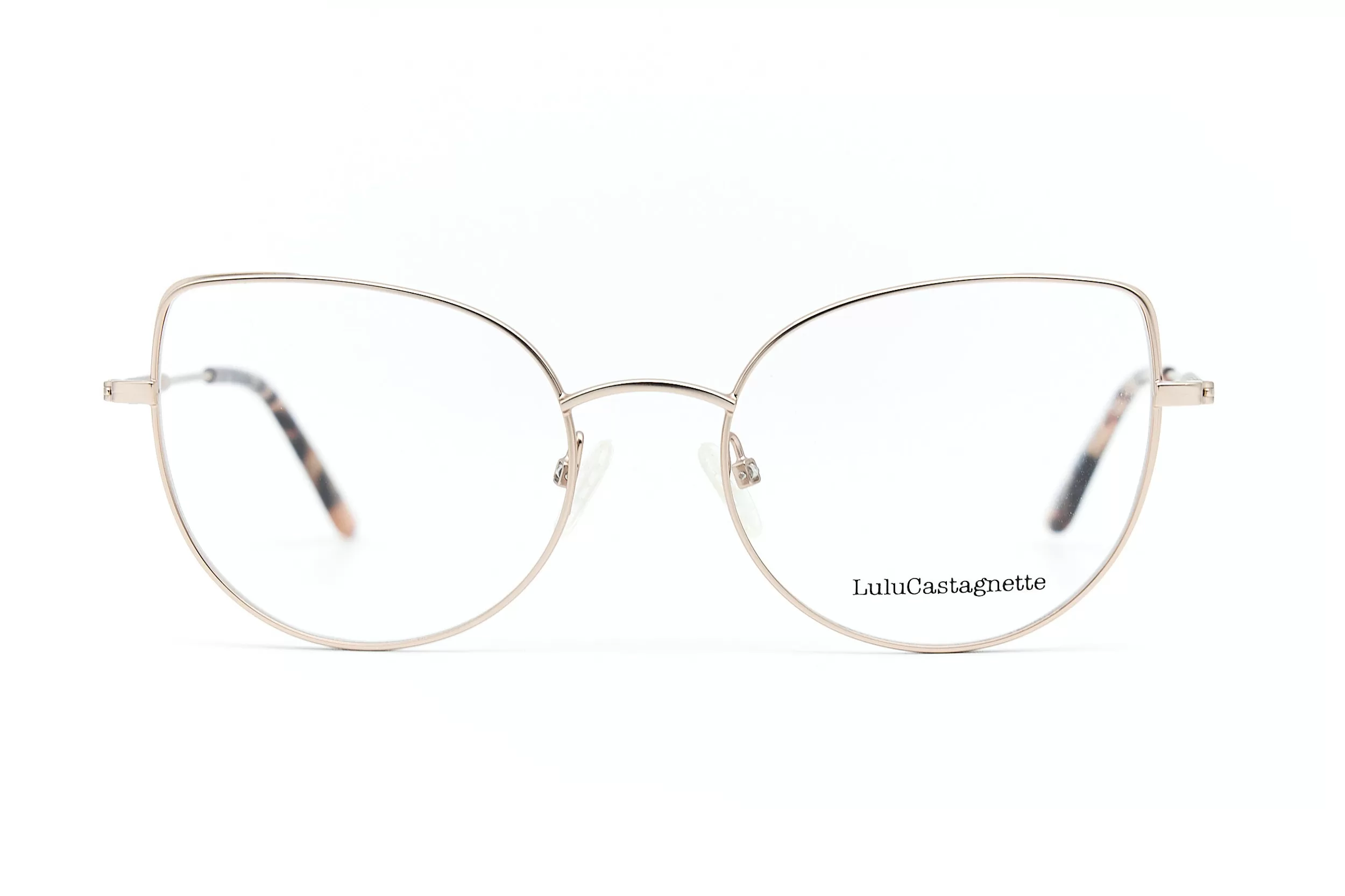Женская оправа LuLuCastagnette из золотого металла с декоративными коричневыми заушниками