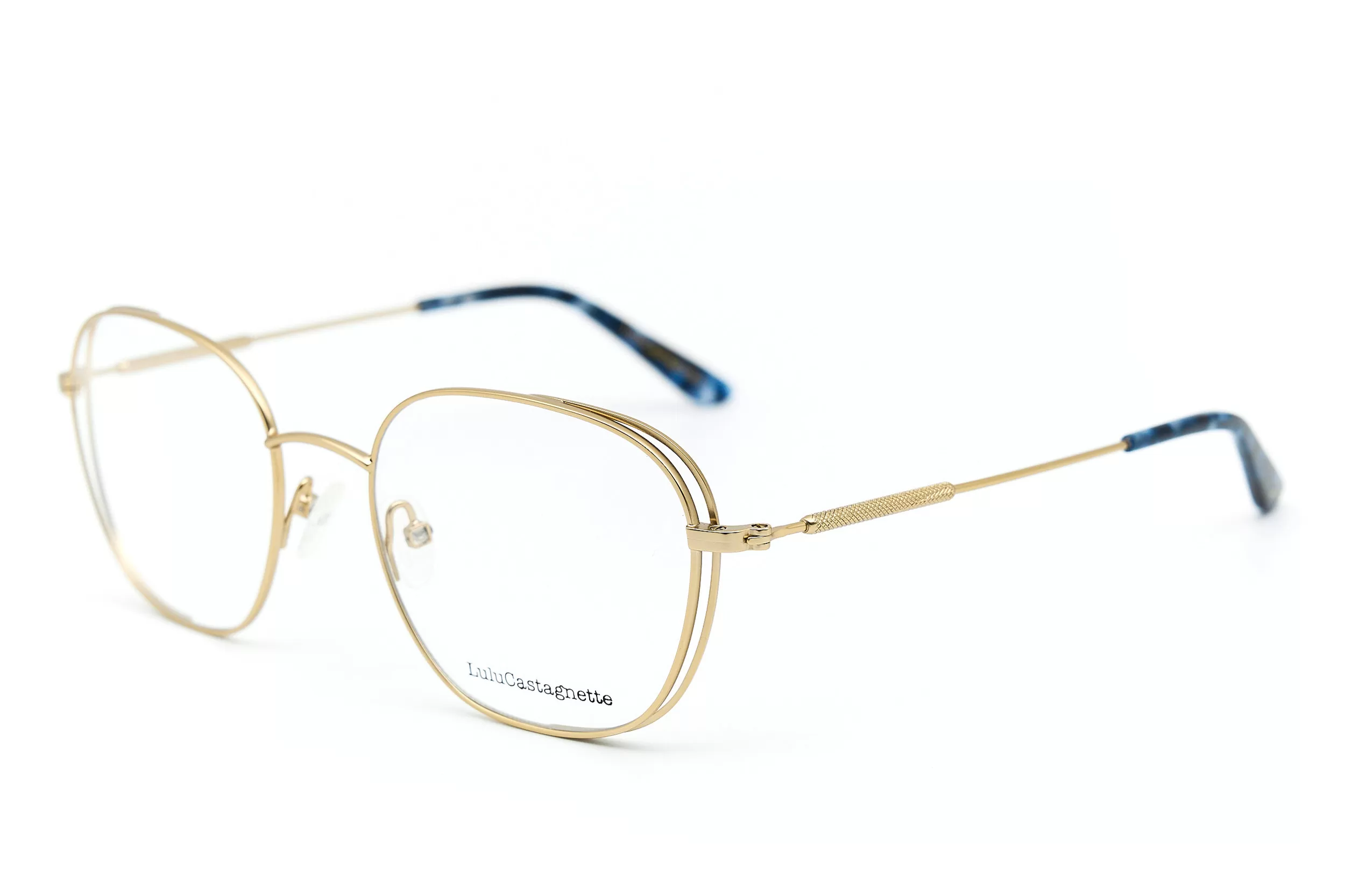 Женская оправа LuLuCastagnette из золотого металла с темно-синими заушниками