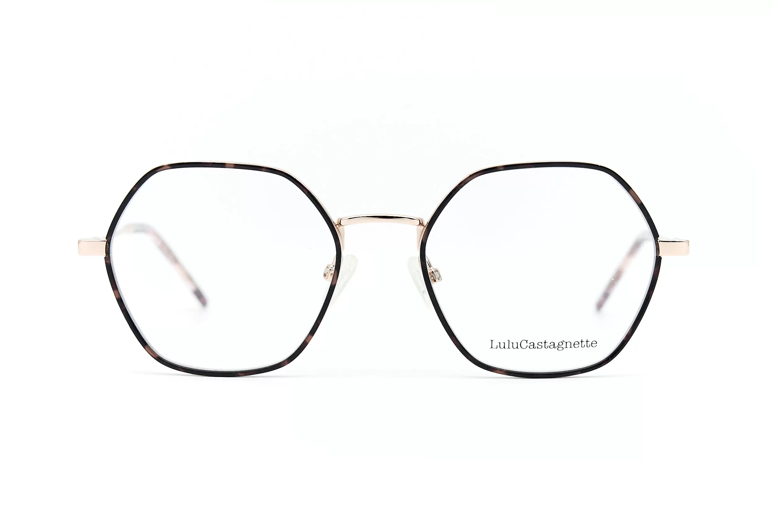 Женская оправа LuLuCastagnette из золотого металла с контрастными вставками и логотипом на дужке