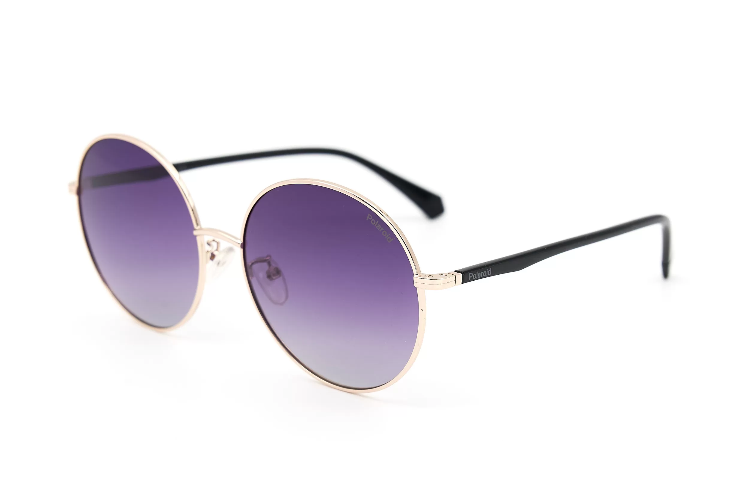 Женские солнцезащитные очки Polaroid PLD4105/G/S из золотого металла с фиолетовыми стеклами