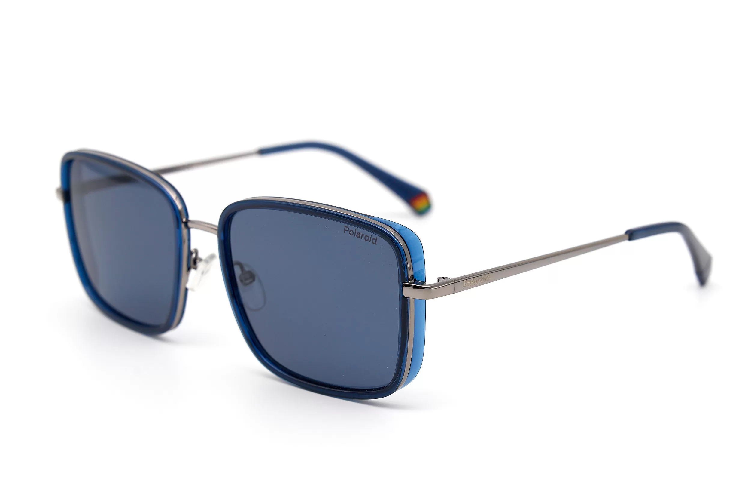 Мужские солнцезащитные очки Polaroid из металла с темно-синими линзами