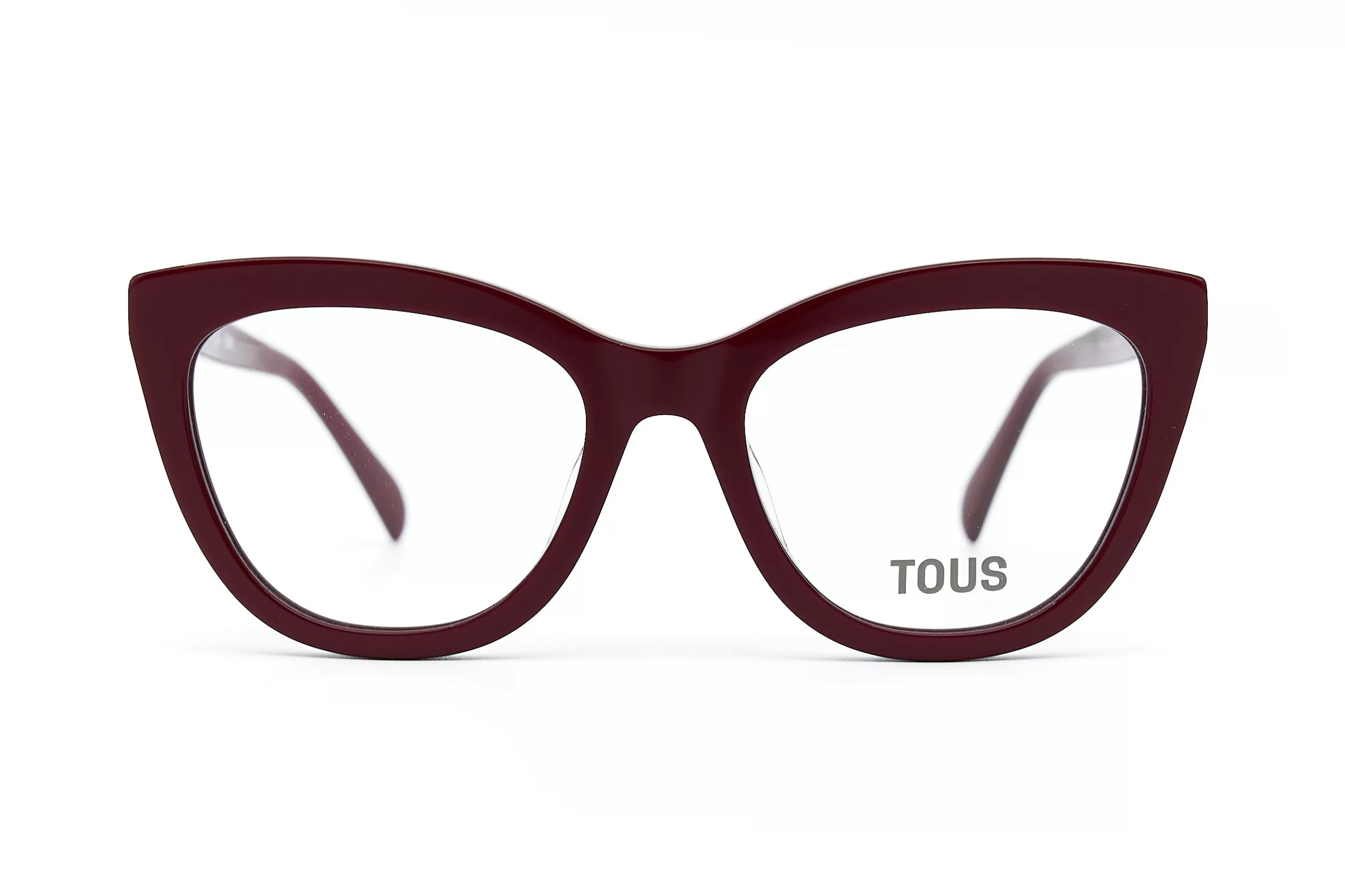 Женская оправа TOUS из бордового ацетата с золотым логотипом