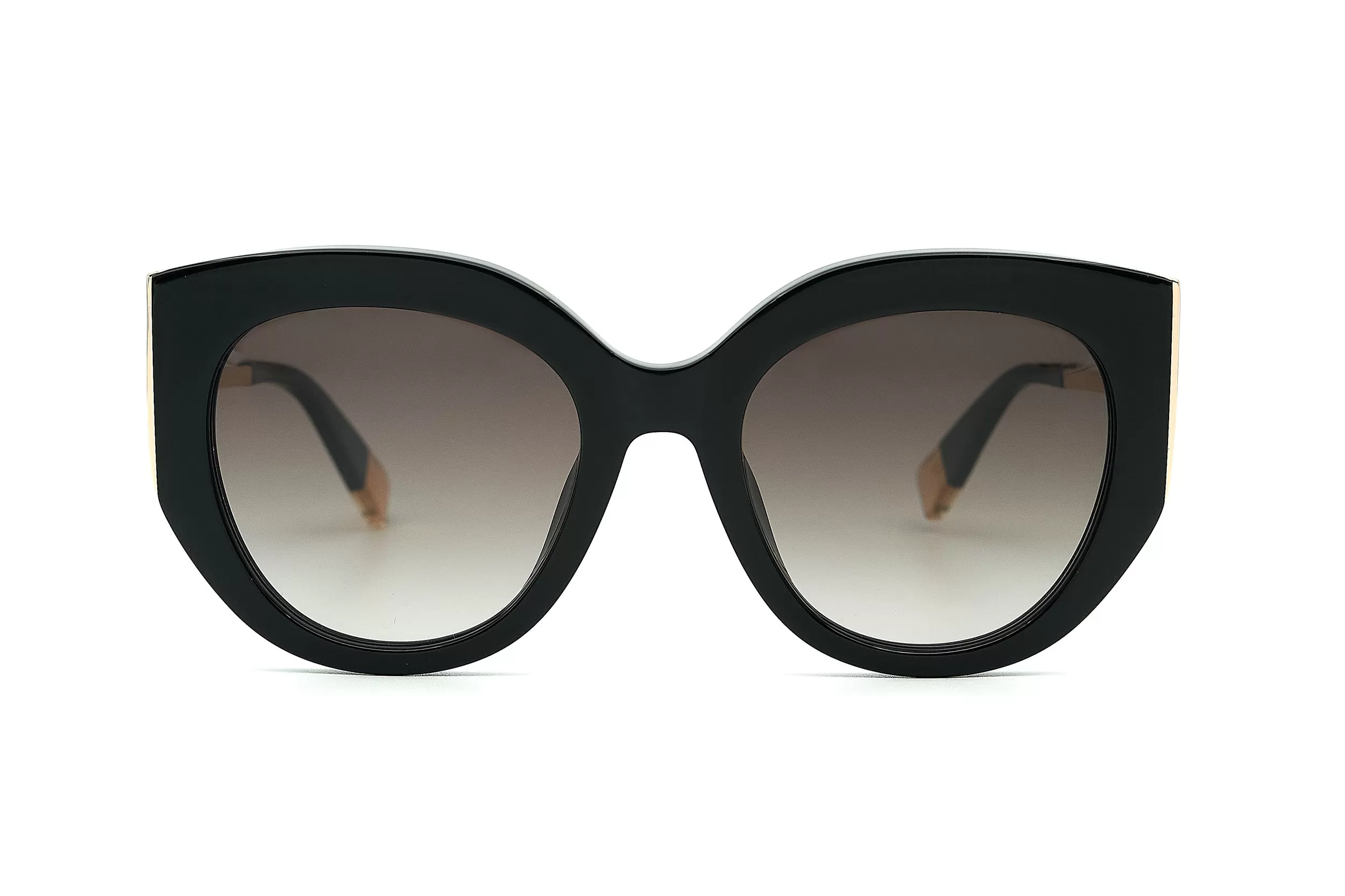 Солнцезащитные очки FURLA в крупной черной оправе из черного ацетата с темно-серыми стеклами с градиентом