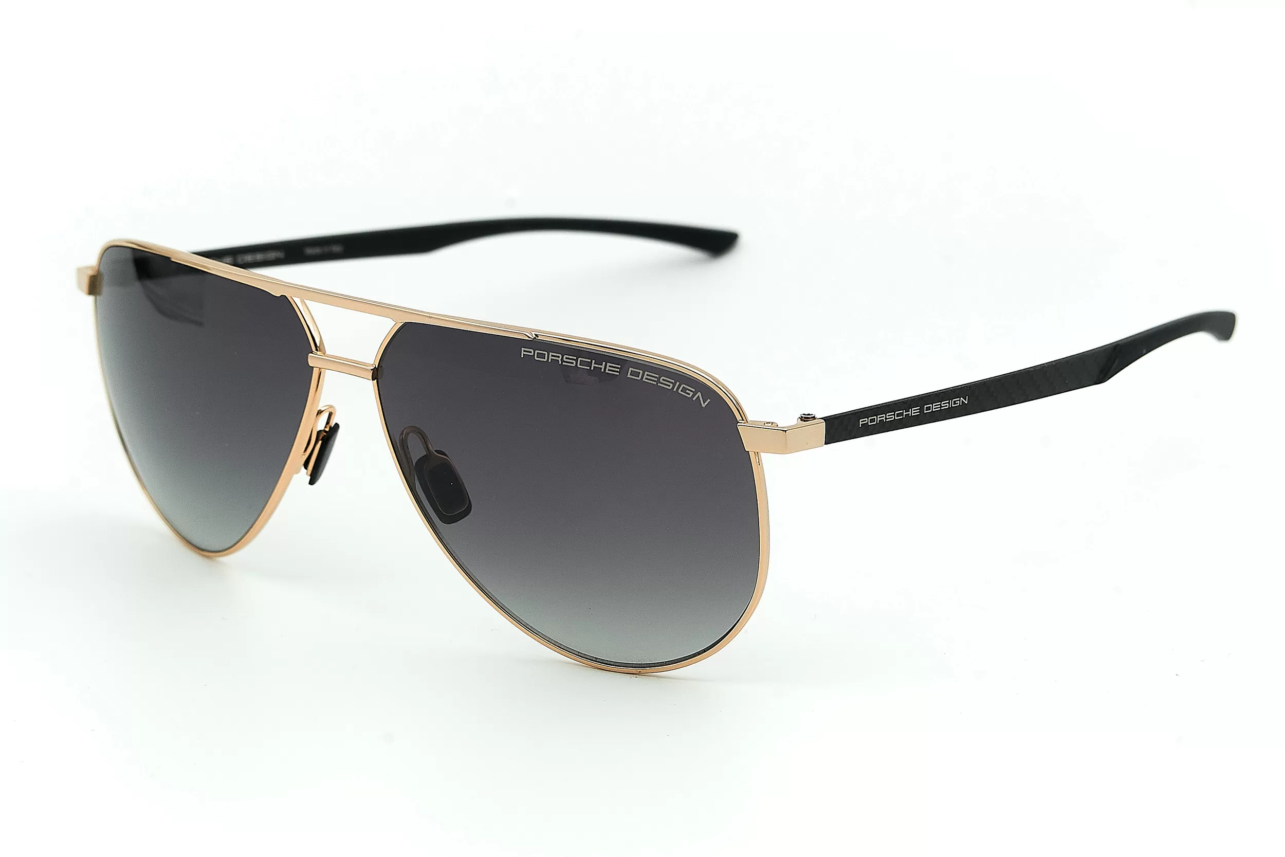Солнцезащитные очки авиаторы Porsche Design оправе из золотого металла с темно-серыми стеклами с градиентом