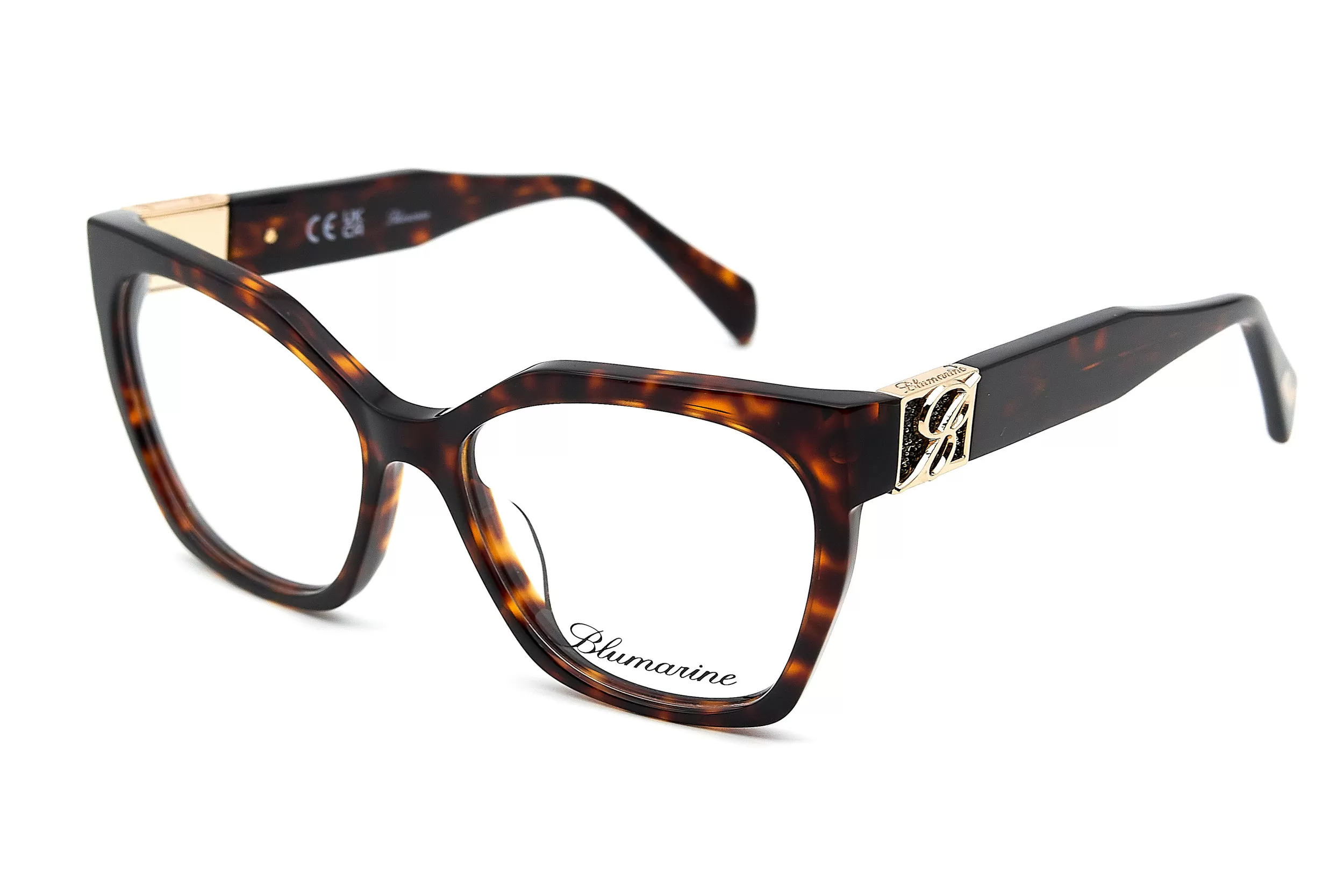 Оправа для очков Blumarine из ацетата коричневого цвета и массивным декоративным элементом на заушнике