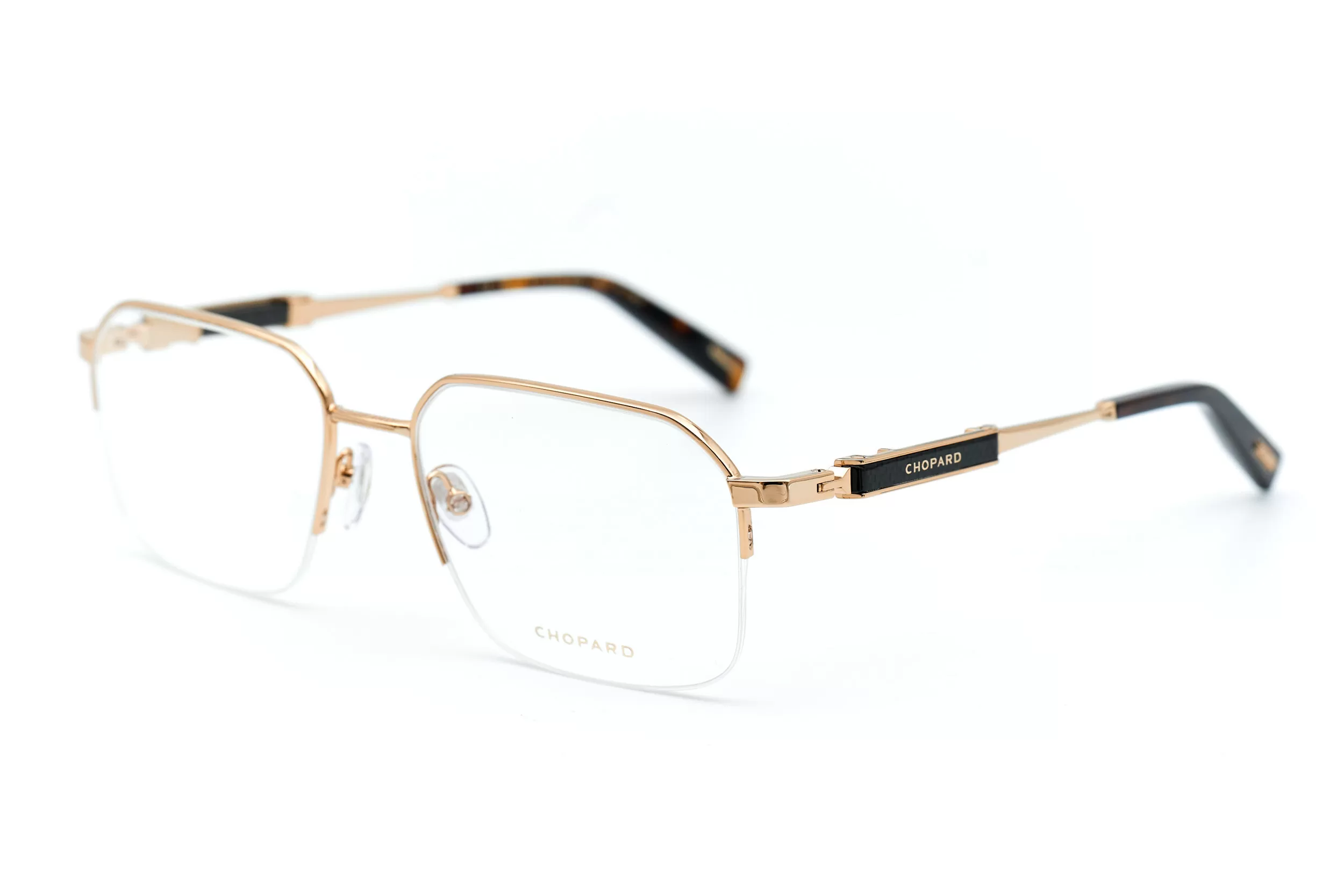 Мужская оправа Chopard безободковая оправа золотого цвета, с ювелирными элементами и вставками из ценных пород дерева