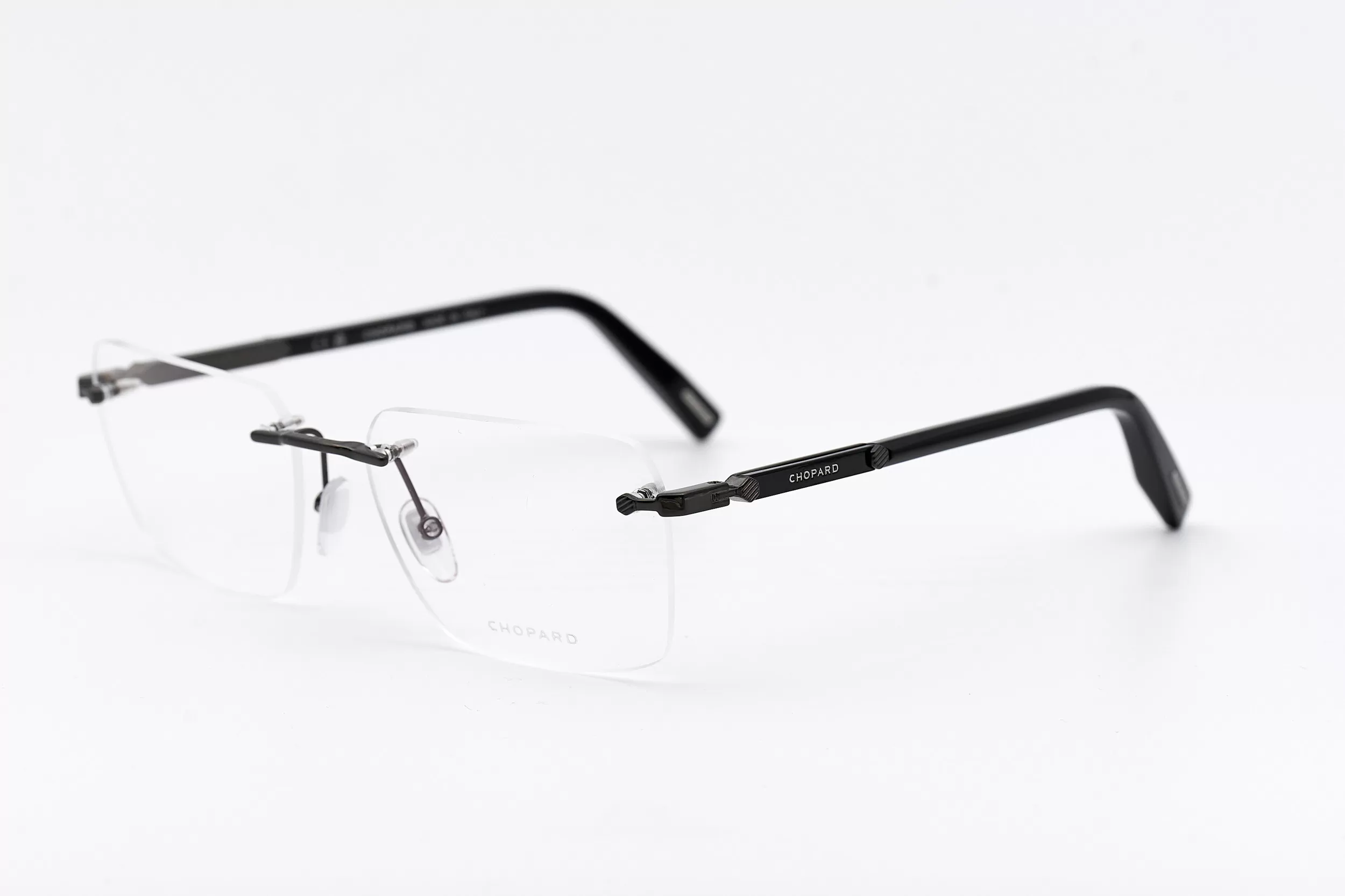 Мужская оправа Chopard безободковая оправа черного цвета, с ювелирными элементами