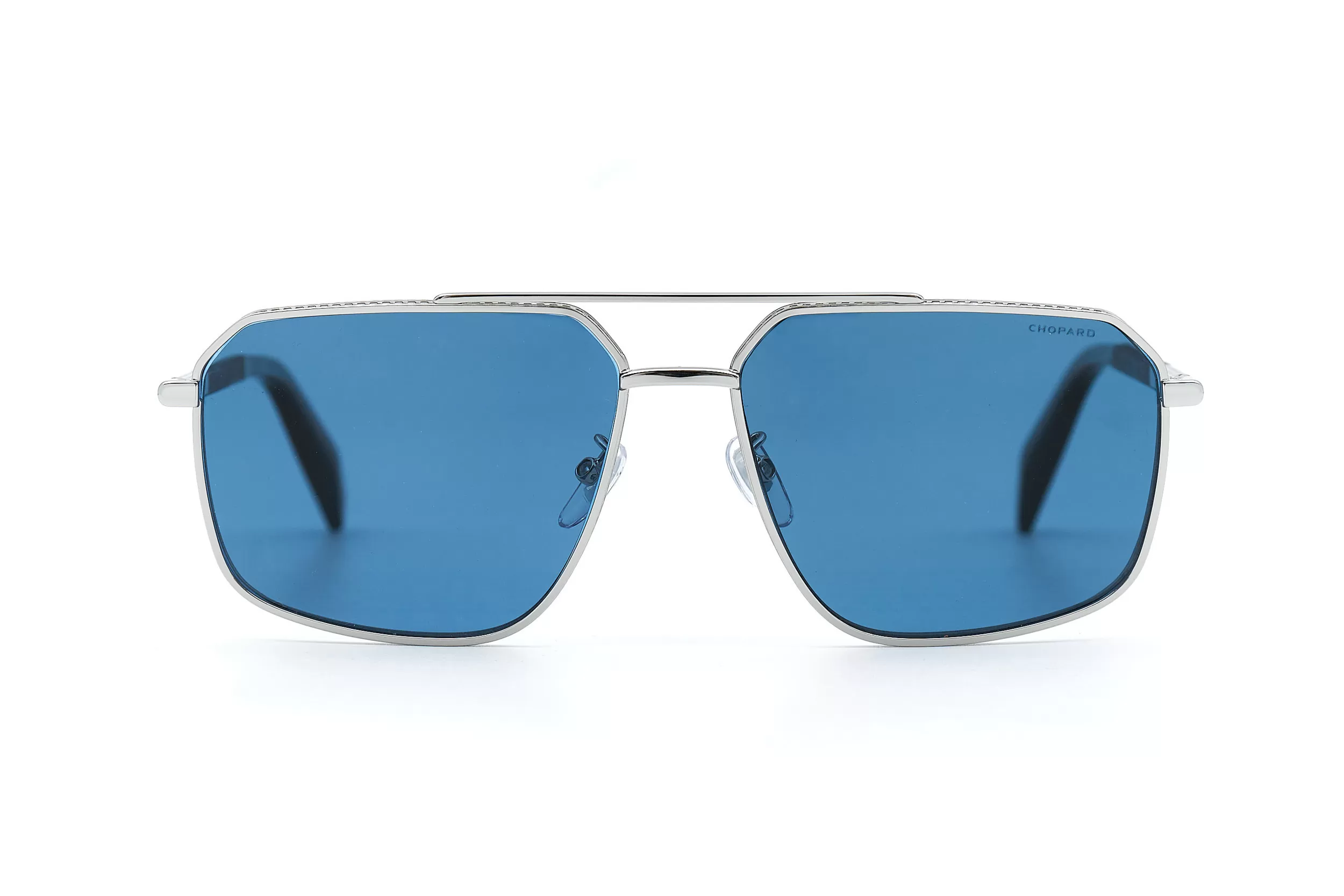 Солнцезащитные очки Chopard с серебристой рамкой и голубыми стеклами