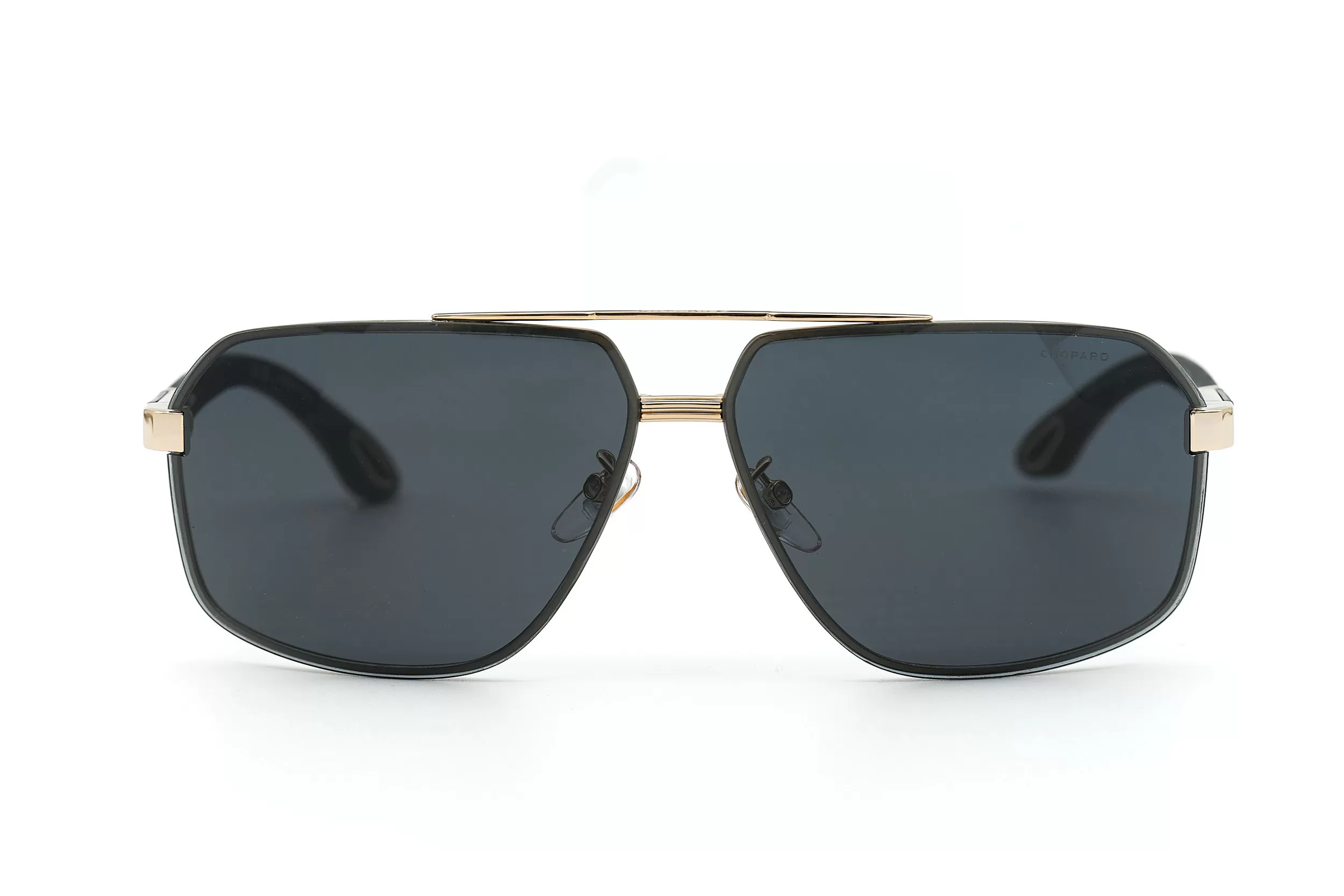 Солнцезащитные очки Chopard с золотой рамкой элементами из каучука и серыми стеклами