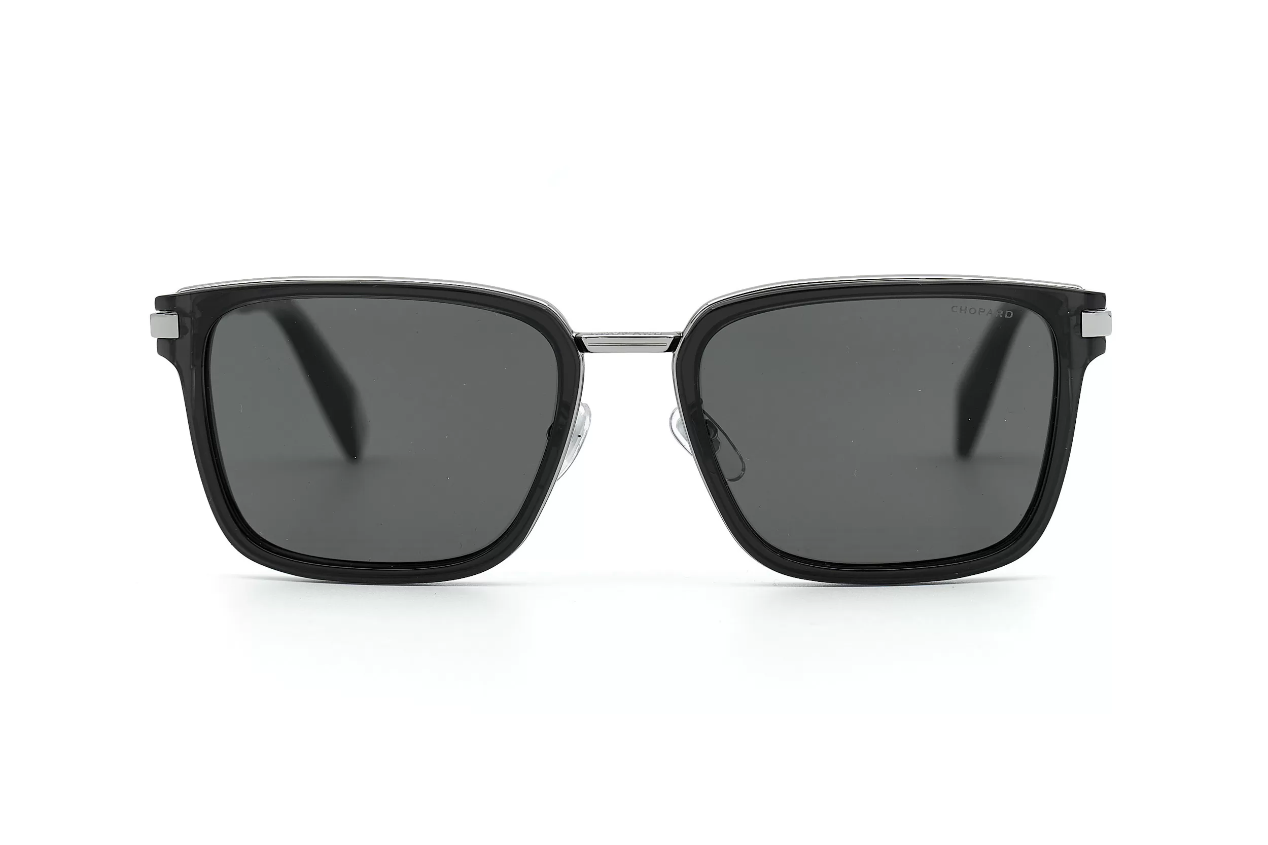 Солнцезащитные очки Chopard с черной рамкой элементами и темно-серыми стеклами