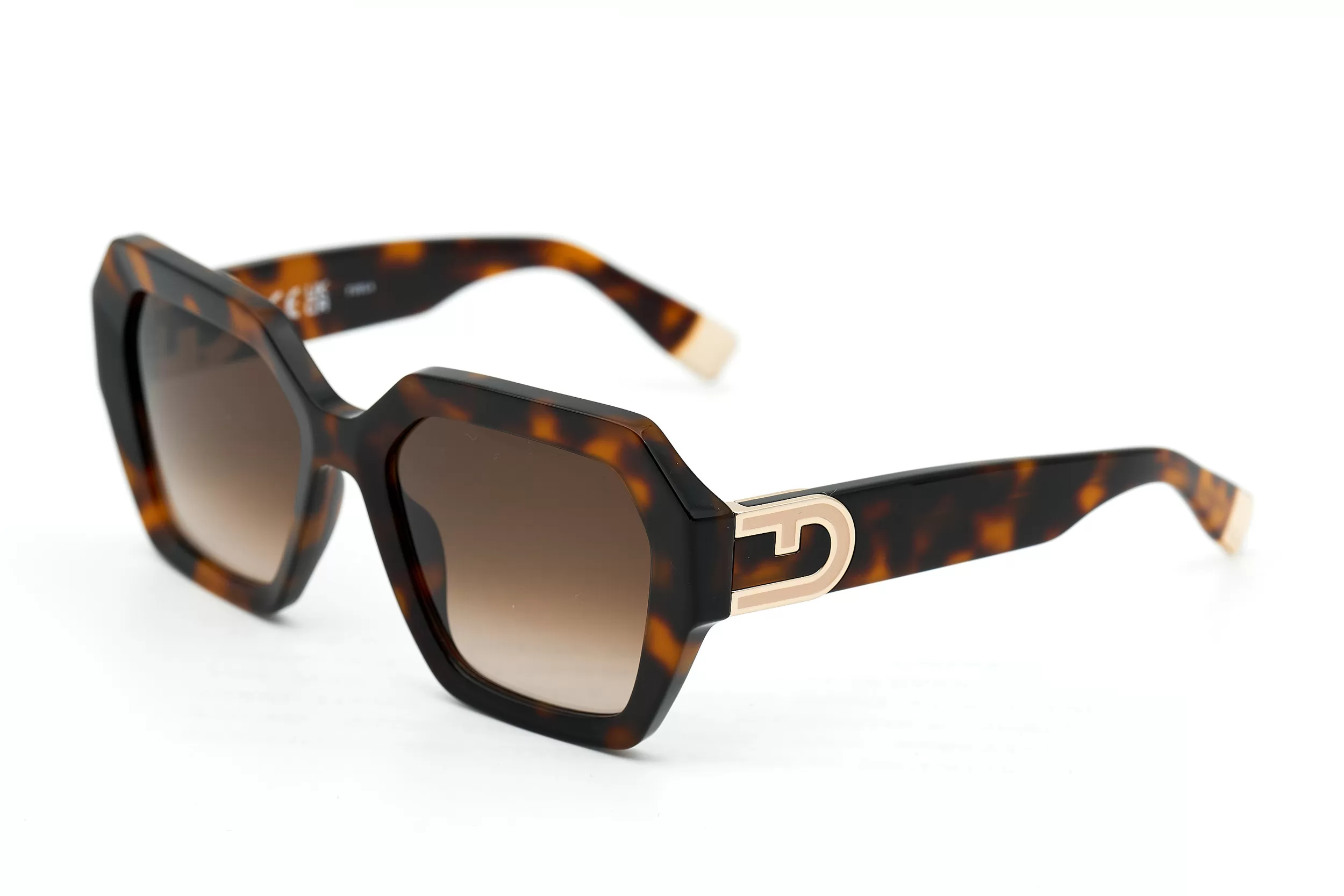 Солнцезащитные очки Furla квадратной формы, с черепахой рамкой коричневого цвета, с темно-коричневыми стеклами